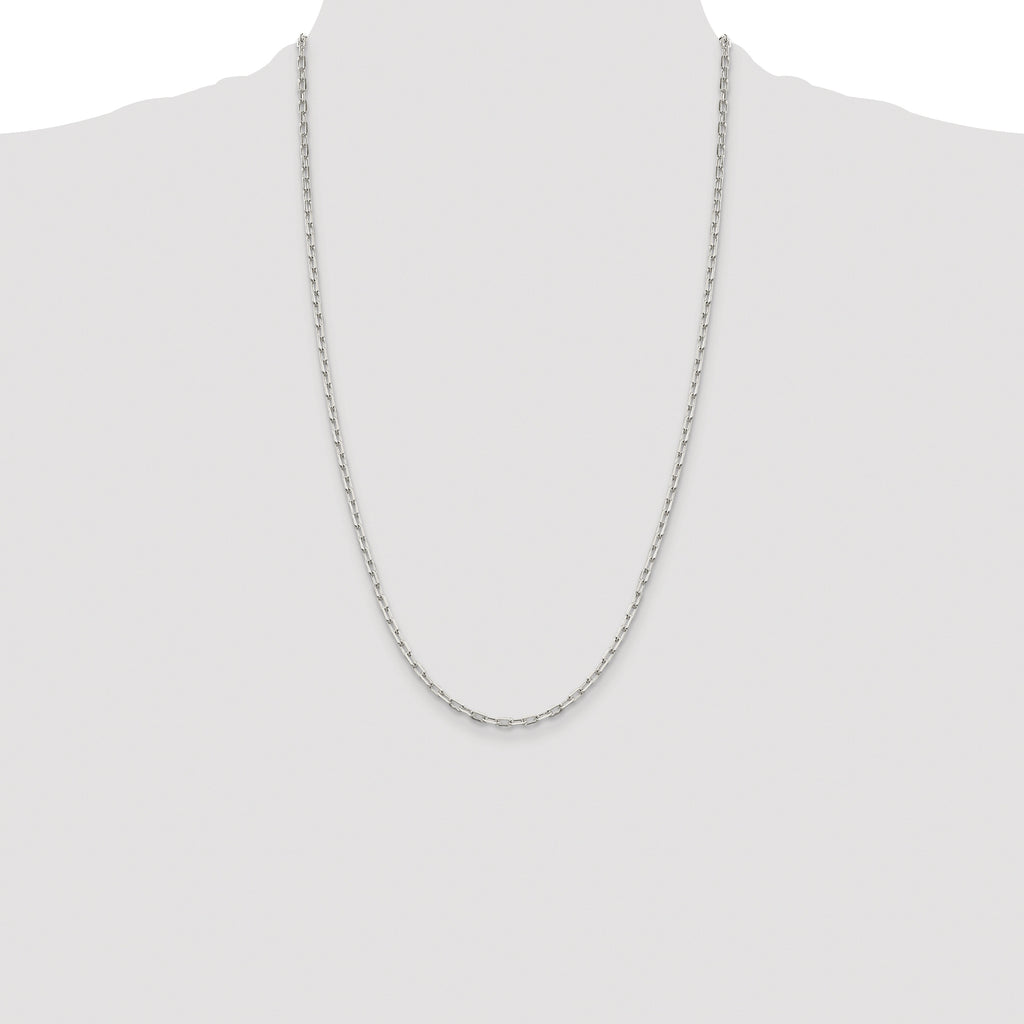 Sterling Silver Rhodium-plated 2.75mm Elongated Open Link Chain