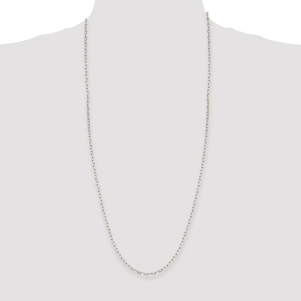 Sterling Silver Rhodium-plated 2.75mm Elongated Open Link Chain
