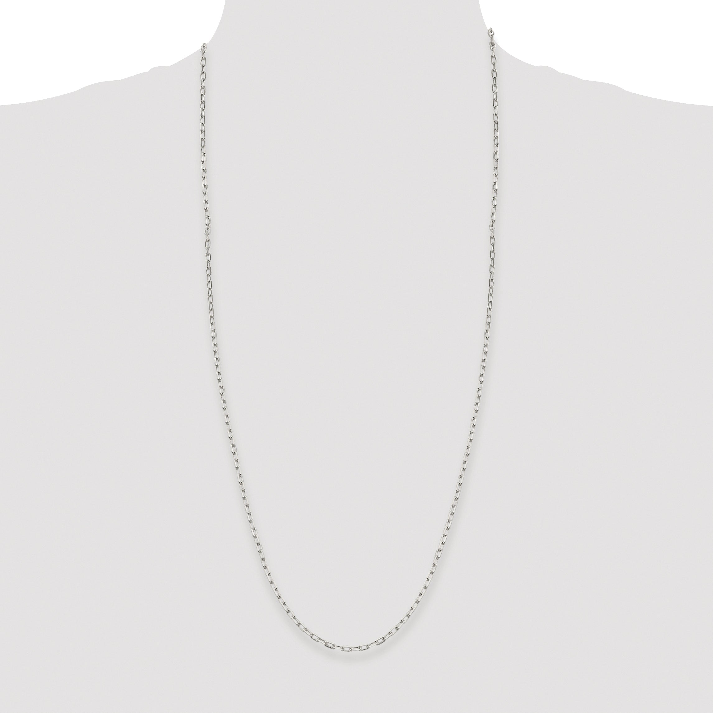 Sterling Silver Rhodium-plated 2.75mm Elongated Open Link Chain