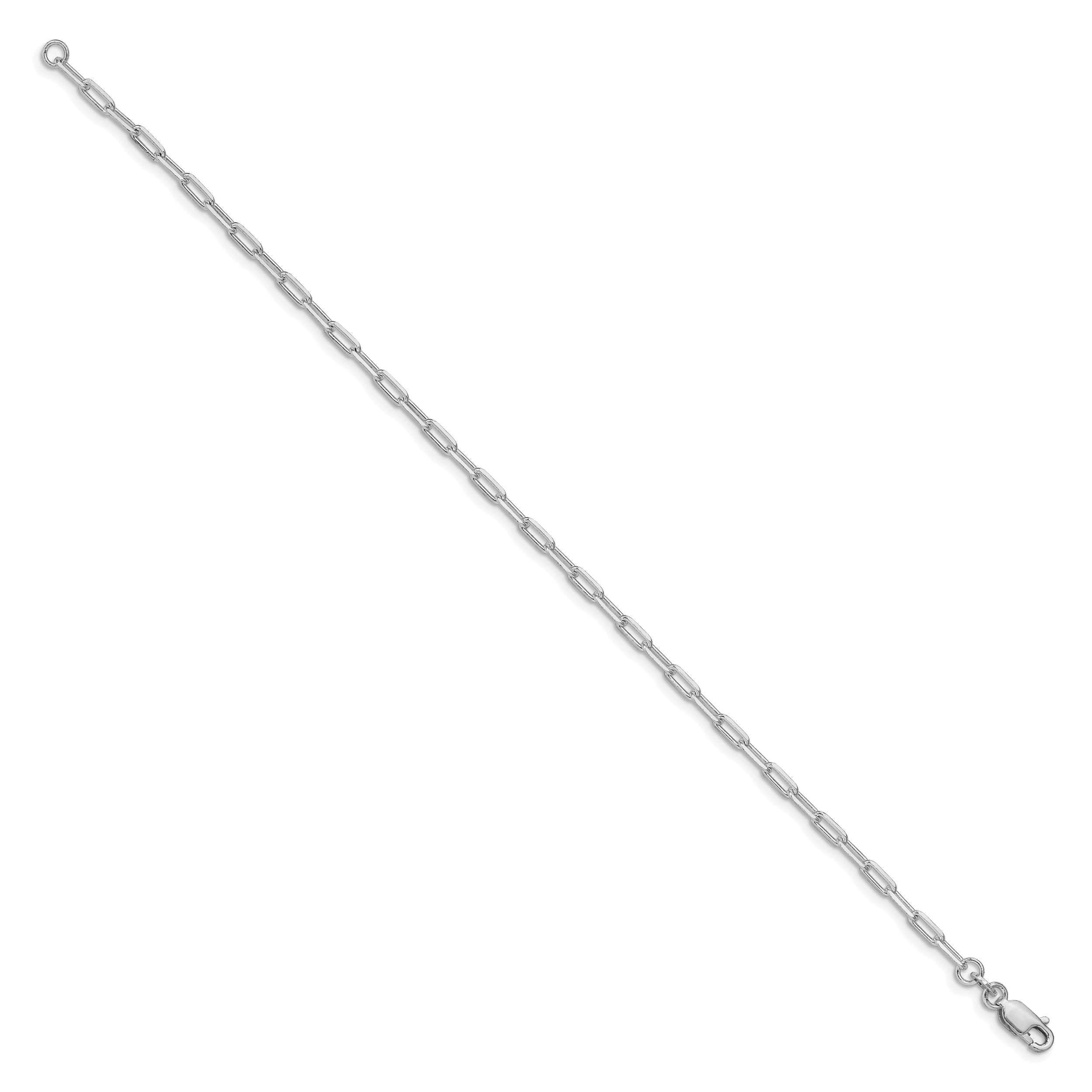 Sterling Silver Rhodium-plated 2.75mm Elongated Open Link Chain