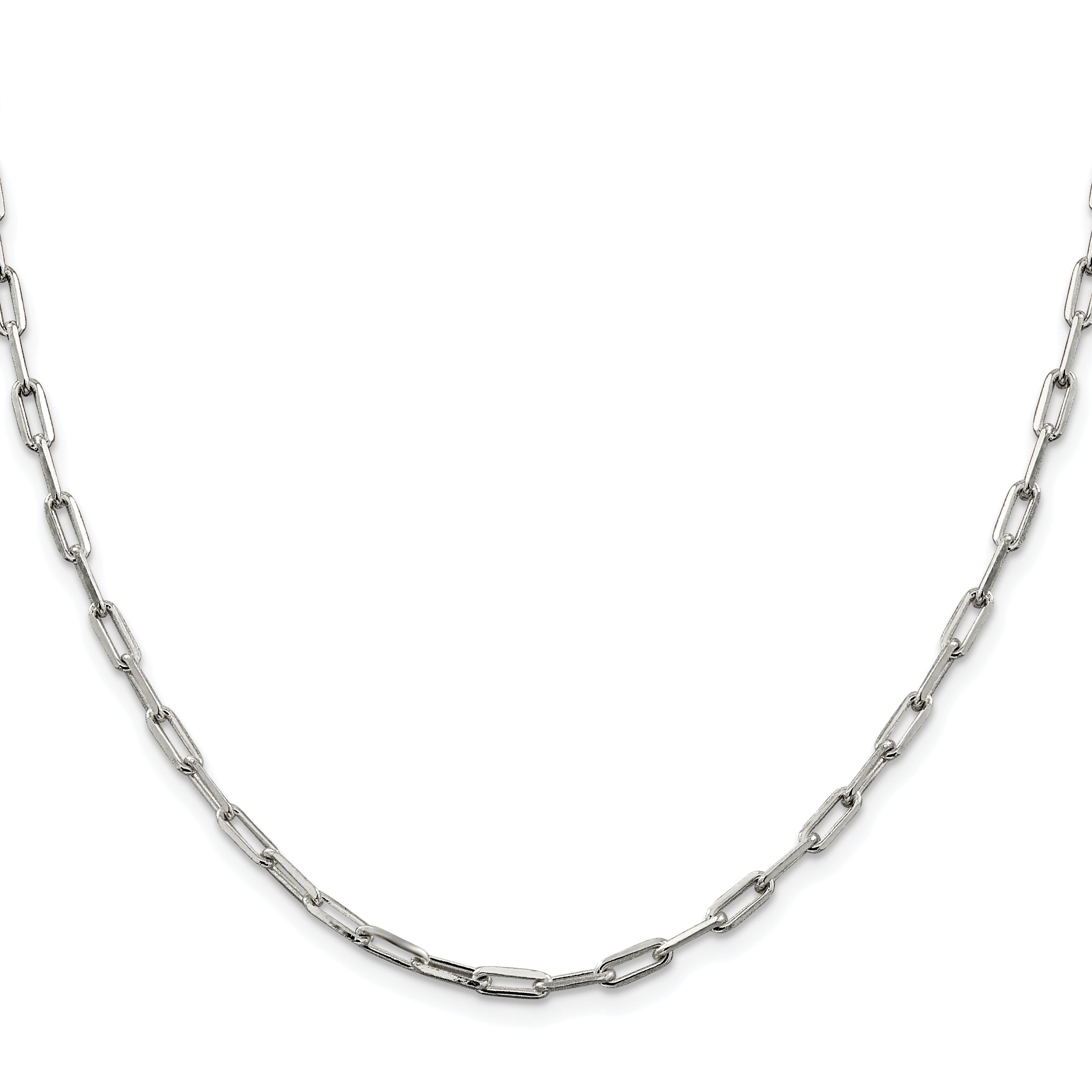 Sterling Silver Rhodium-plated 3.25mm Elongated Open Link Chain