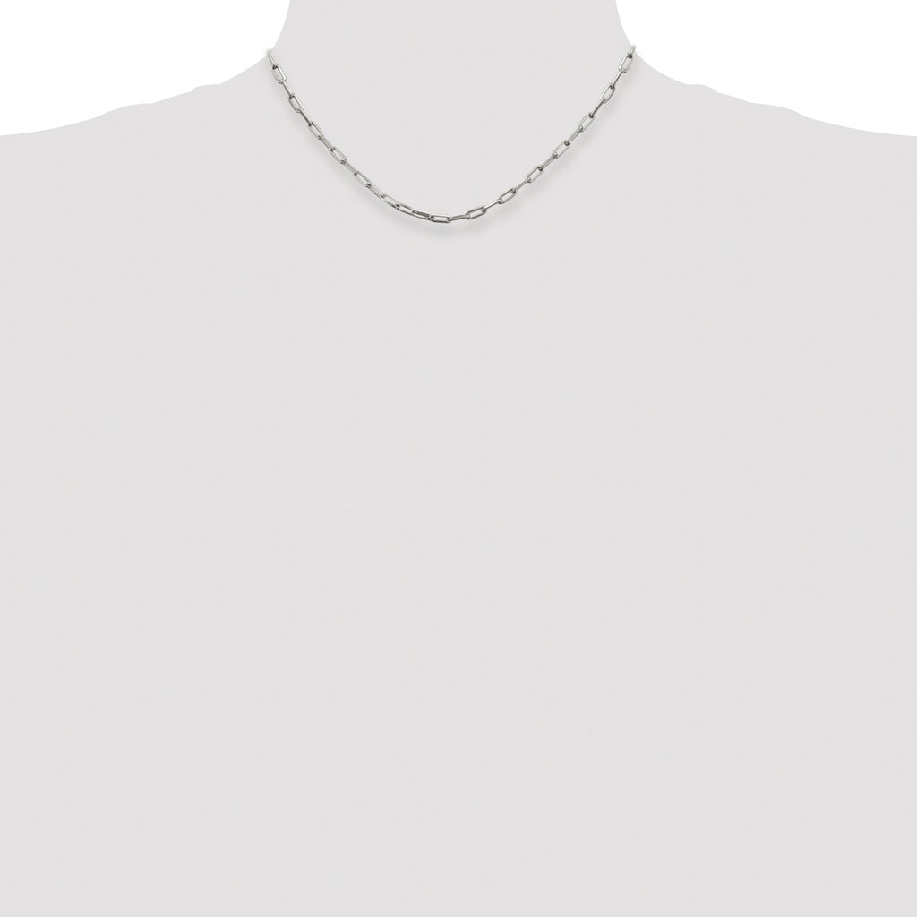 Sterling Silver Rhodium-plated 3.25mm Elongated Open Link Chain
