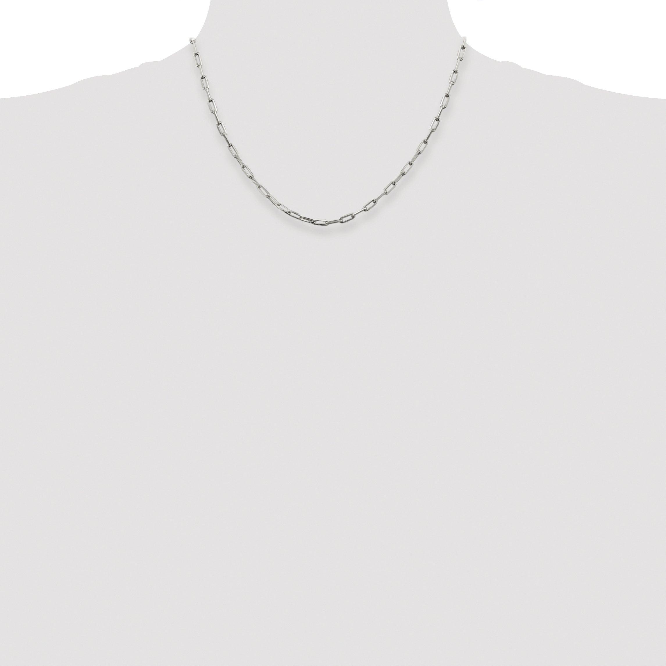 Sterling Silver Rhodium-plated 3.25mm Elongated Open Link Chain