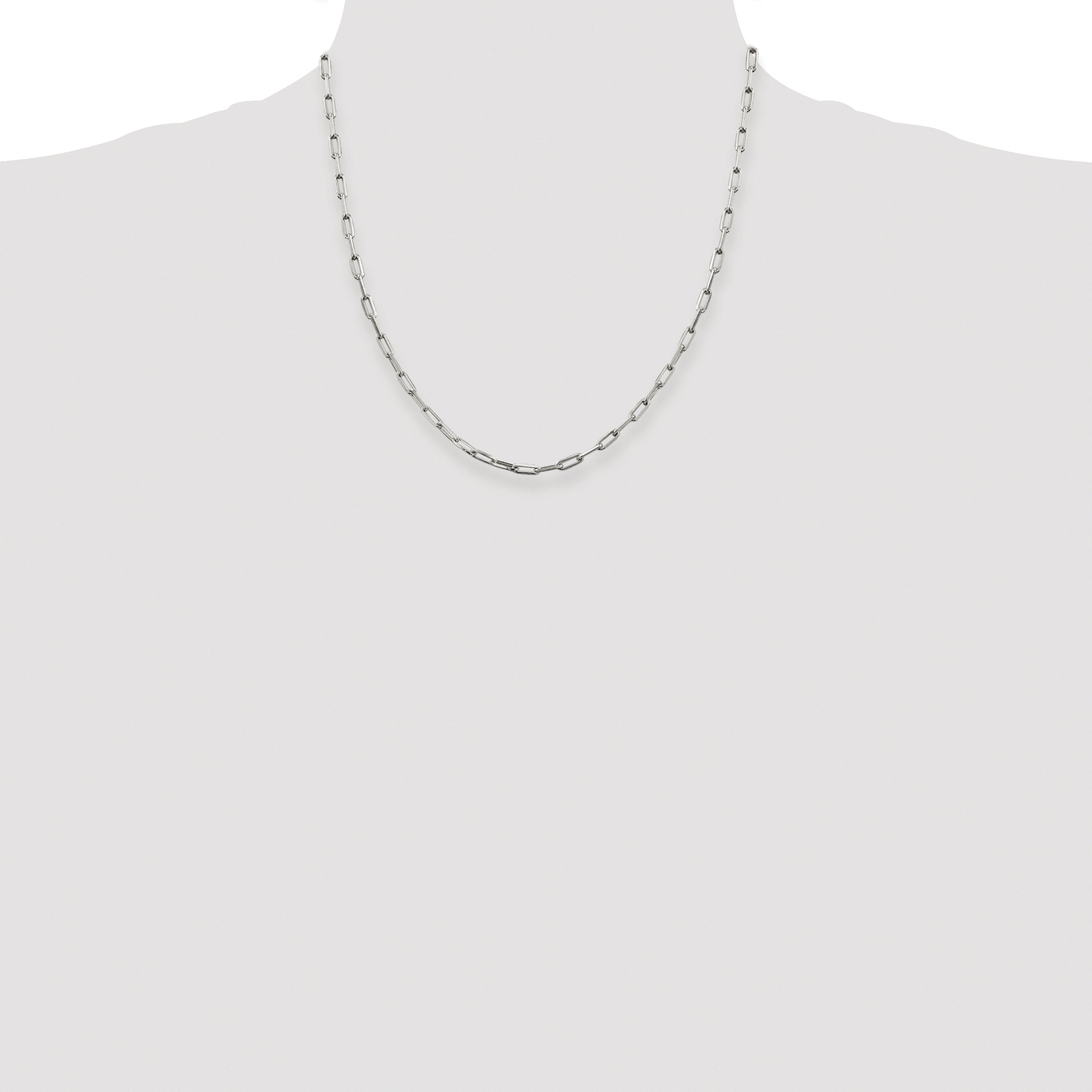 Sterling Silver Rhodium-plated 3.25mm Elongated Open Link Chain