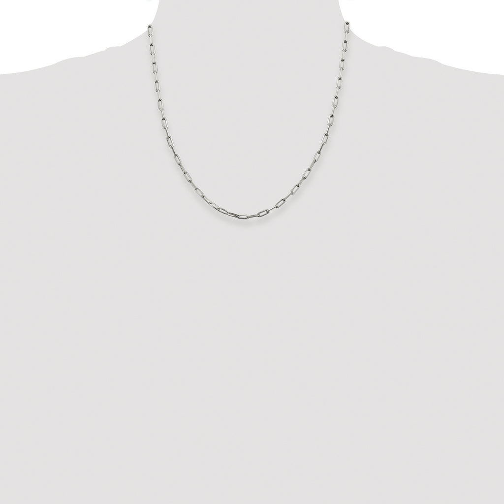 Sterling Silver Rhodium-plated 3.25mm Elongated Open Link Chain