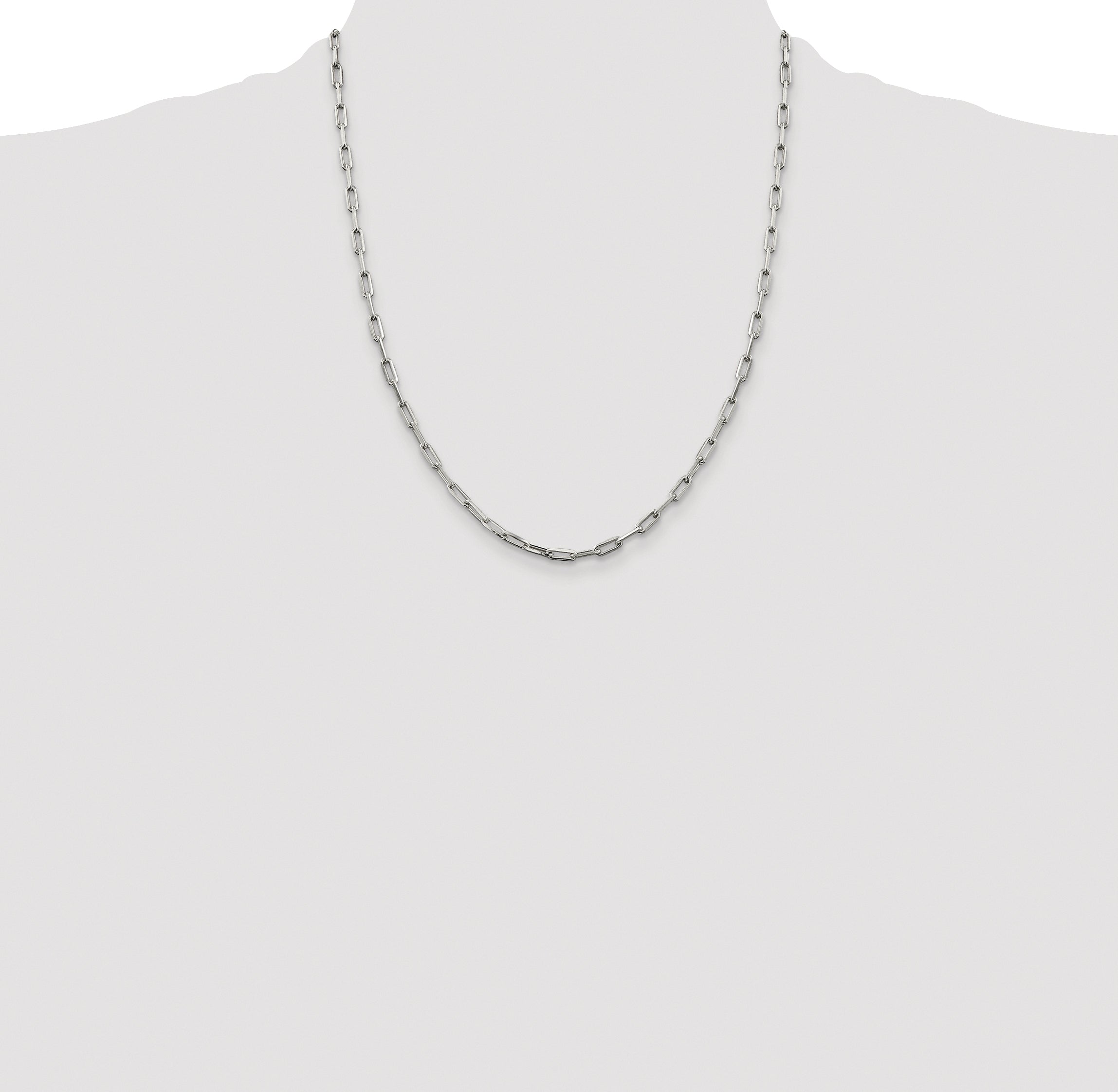 Sterling Silver Rhodium-plated 3.25mm Elongated Open Link Chain