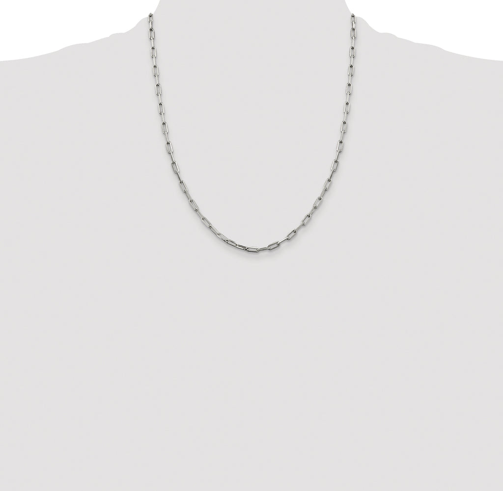 Sterling Silver Rhodium-plated 3.25mm Elongated Open Link Chain