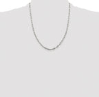 Sterling Silver Rhodium-plated 3.25mm Elongated Open Link Chain