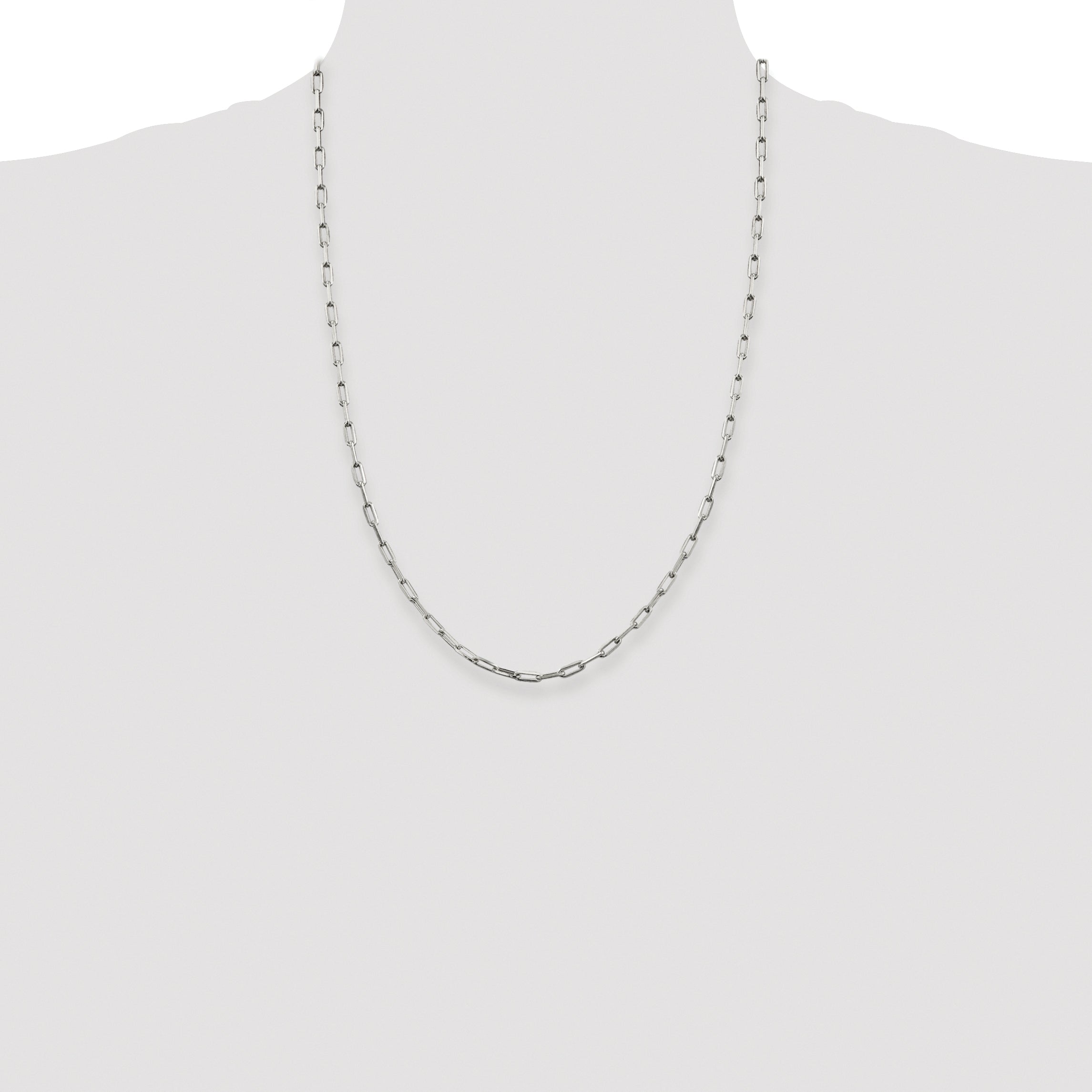 Sterling Silver Rhodium-plated 3.25mm Elongated Open Link Chain