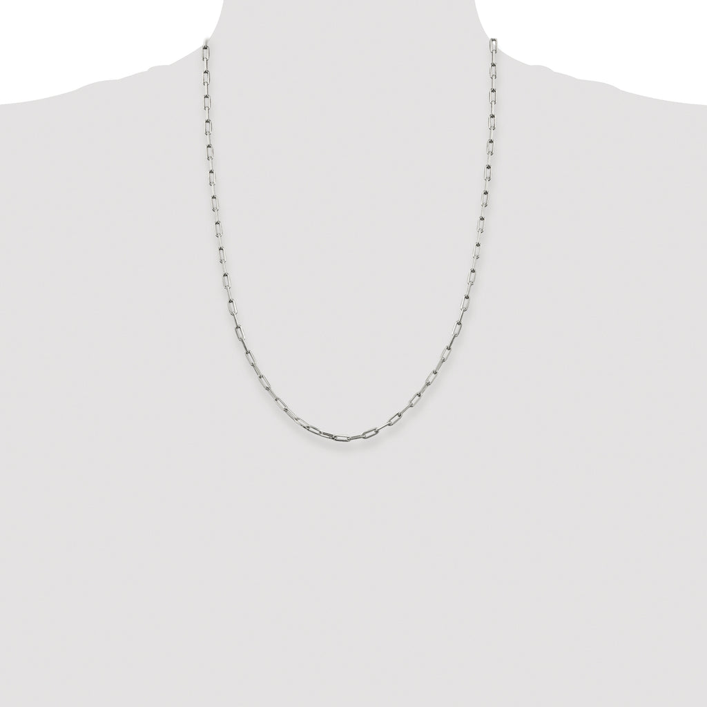 Sterling Silver Rhodium-plated 3.25mm Elongated Open Link Chain