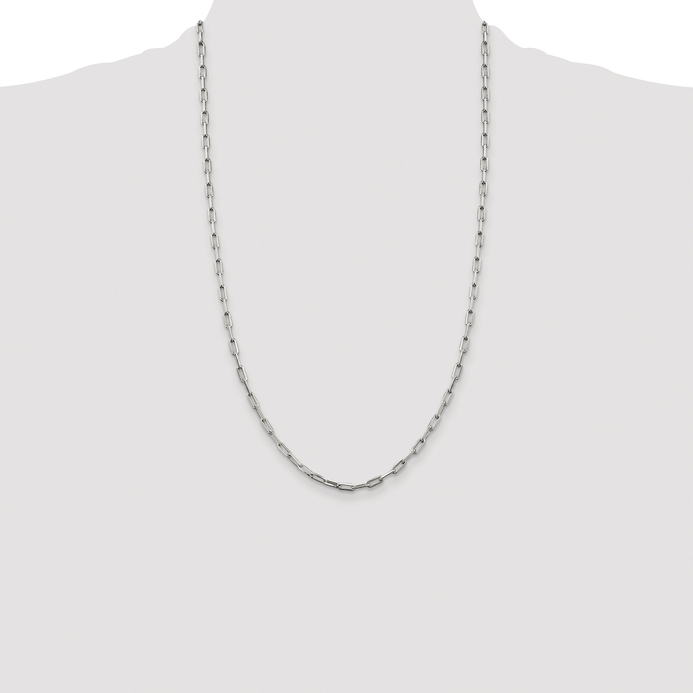 Sterling Silver Rhodium-plated 3.25mm Elongated Open Link Chain
