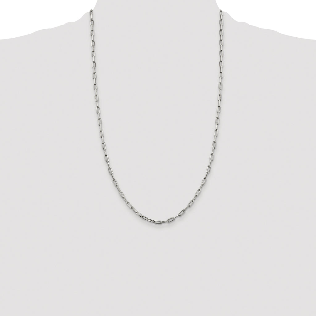 Sterling Silver Rhodium-plated 3.25mm Elongated Open Link Chain