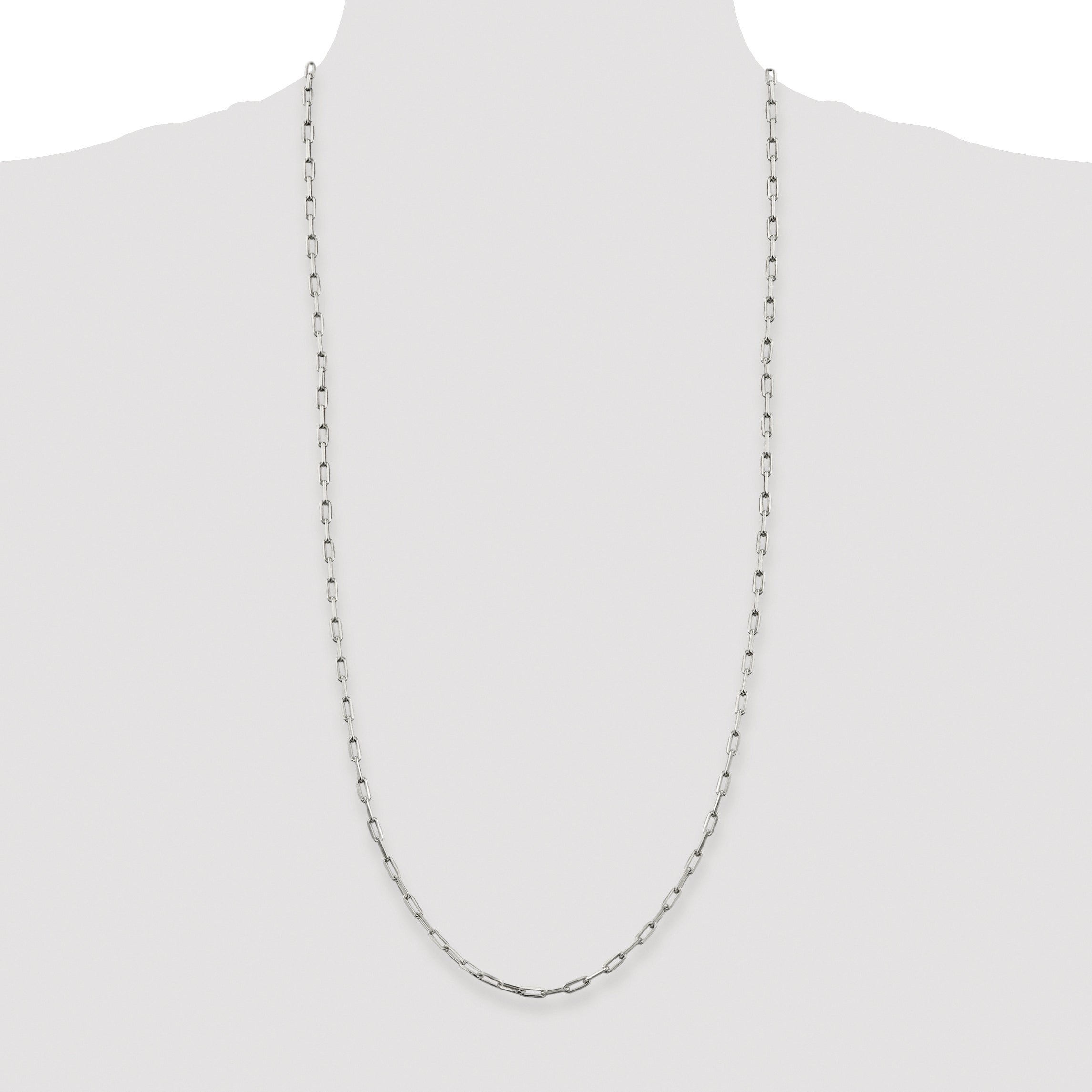 Sterling Silver Rhodium-plated 3.25mm Elongated Open Link Chain