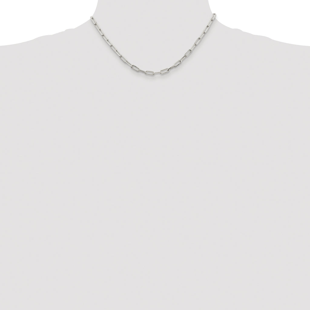 Sterling Silver Rhodium-plated 4.25mm Elongated Open Link Chain