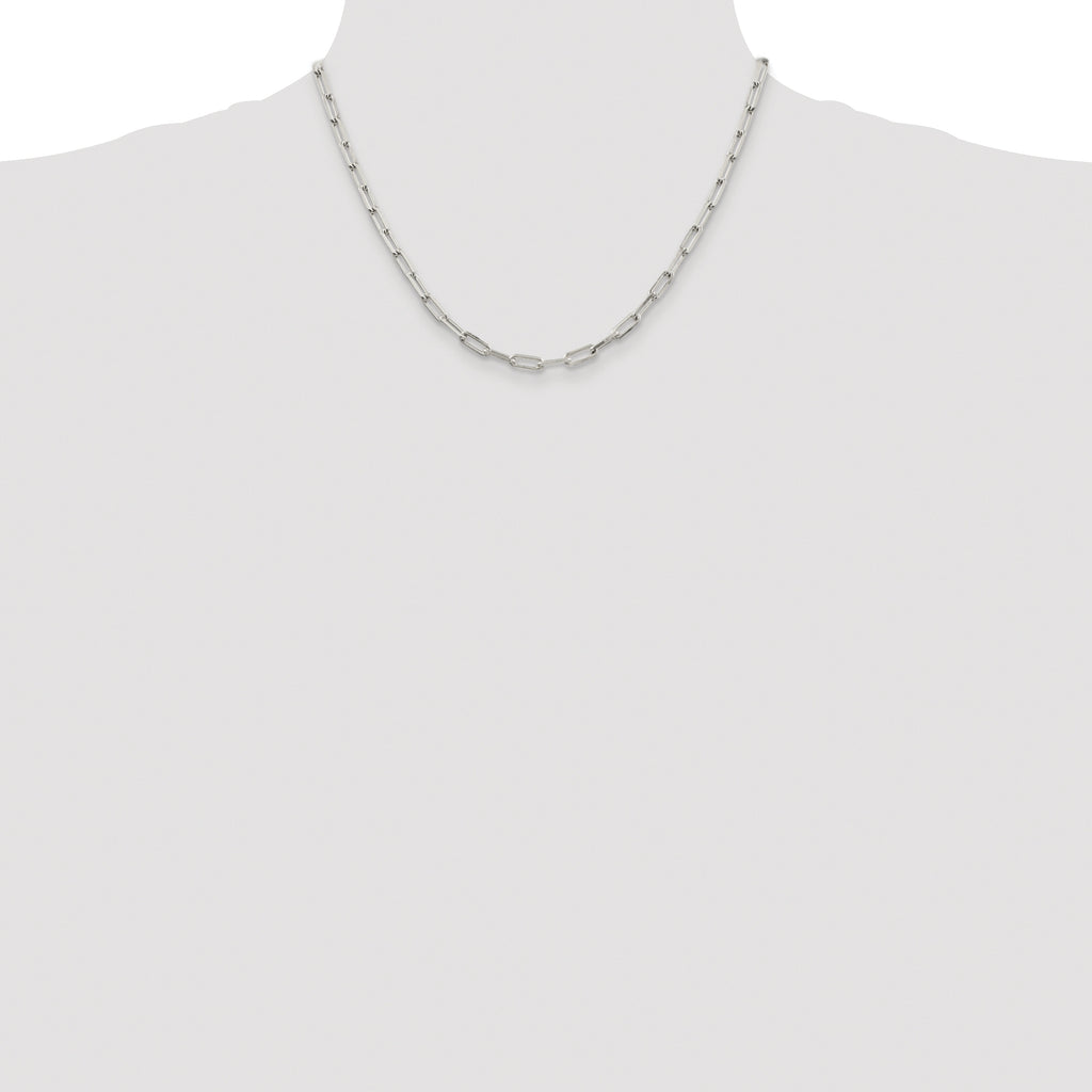 Sterling Silver Rhodium-plated 4.25mm Elongated Open Link Chain