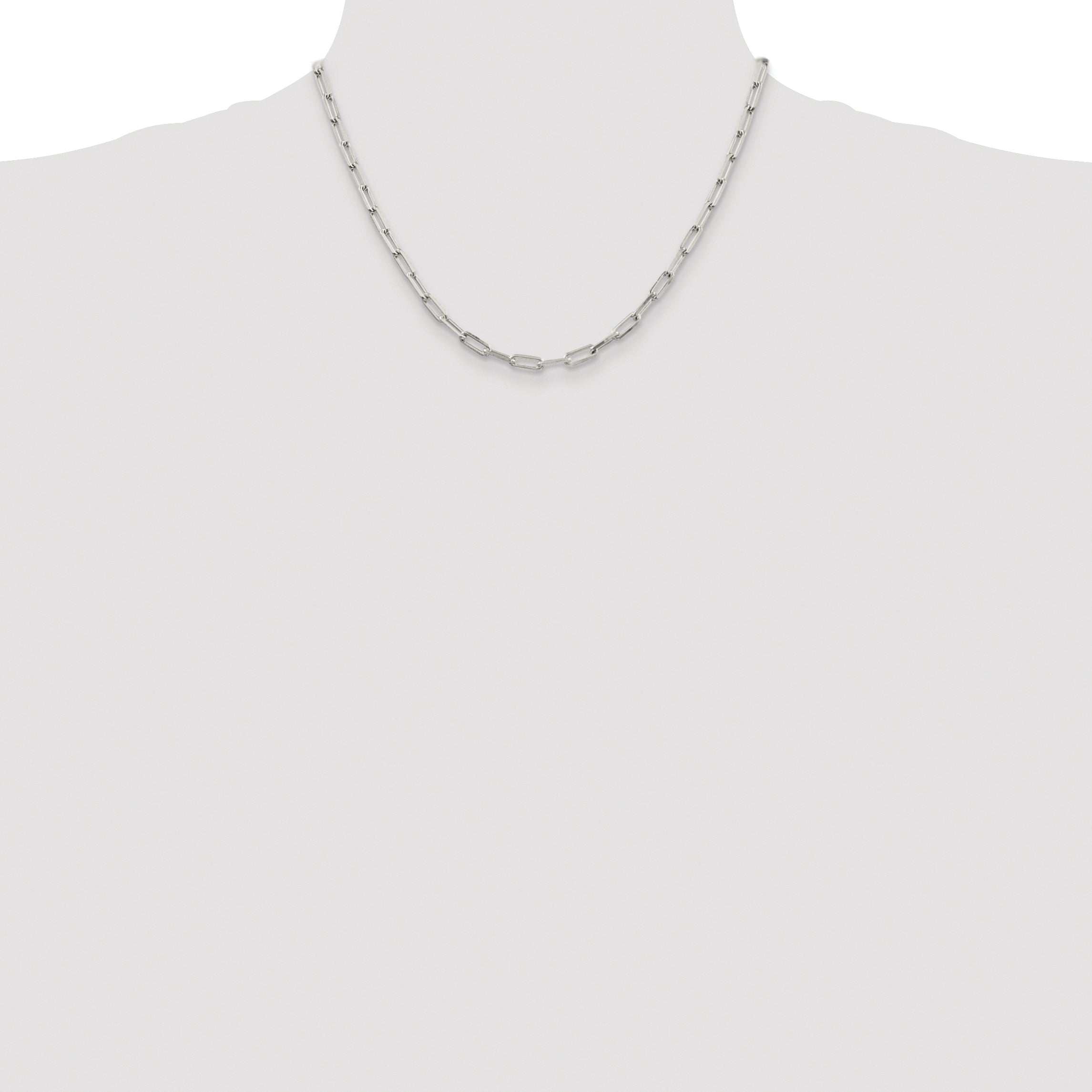 Sterling Silver Rhodium-plated 4.25mm Elongated Open Link Chain