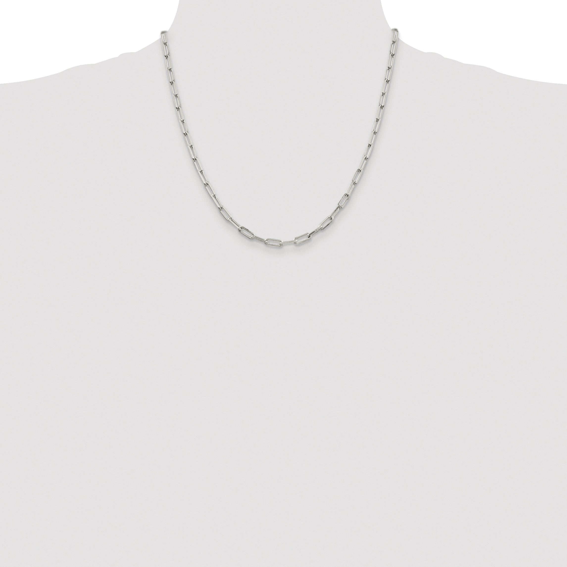 Sterling Silver Rhodium-plated 4.25mm Elongated Open Link Chain