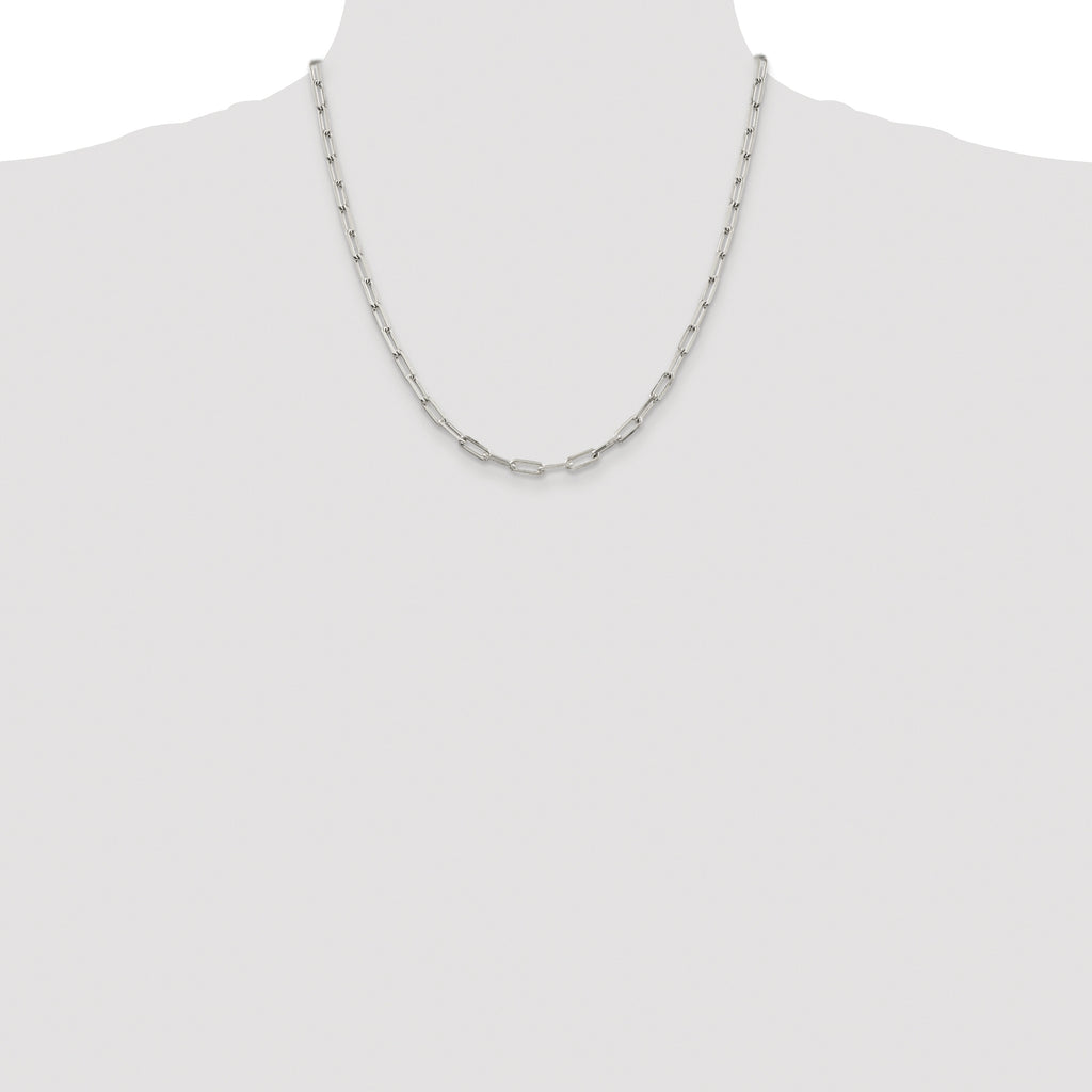 Sterling Silver Rhodium-plated 4.25mm Elongated Open Link Chain