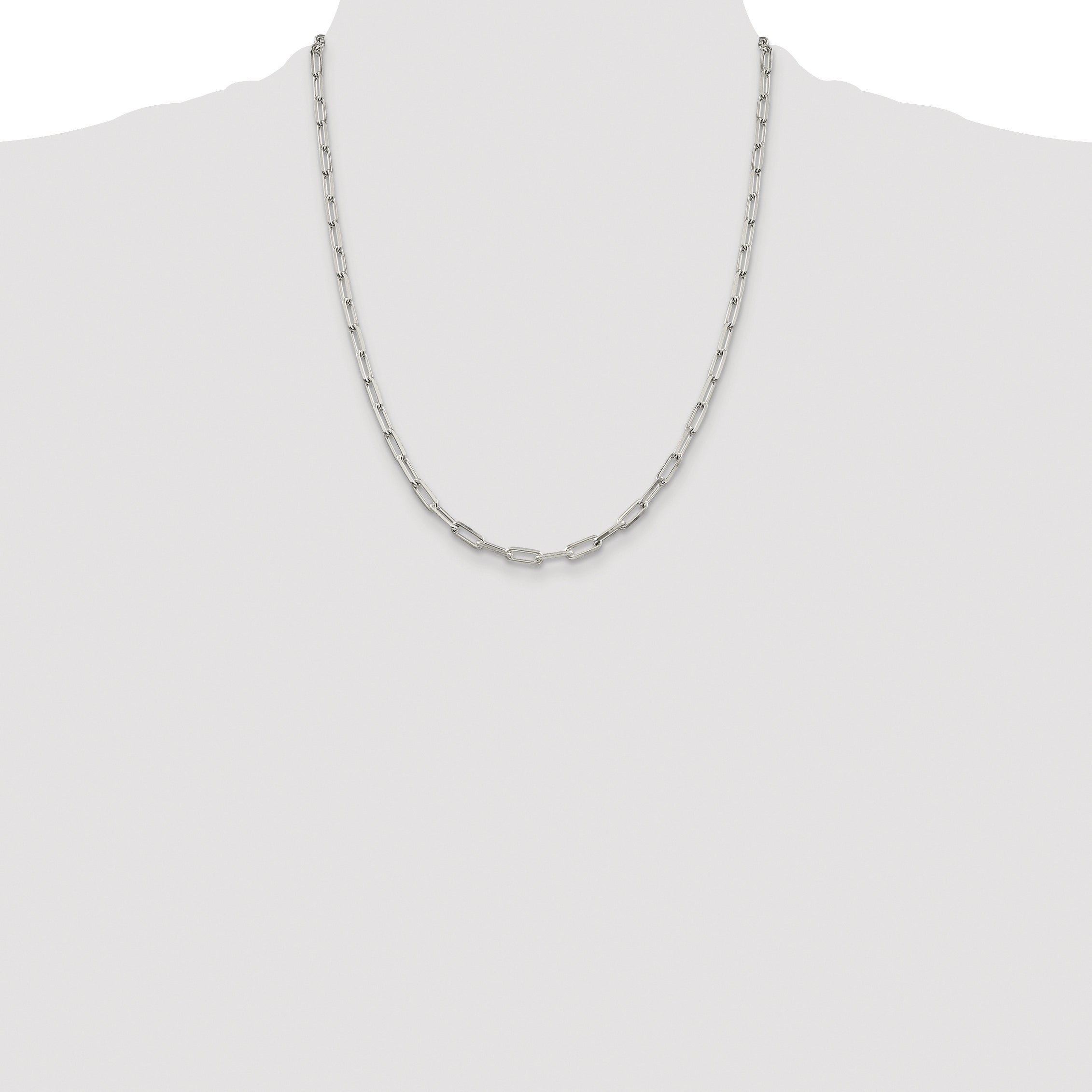 Sterling Silver Rhodium-plated 4.25mm Elongated Open Link Chain