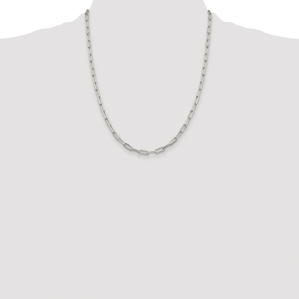 Sterling Silver Rhodium-plated 4.25mm Elongated Open Link Chain