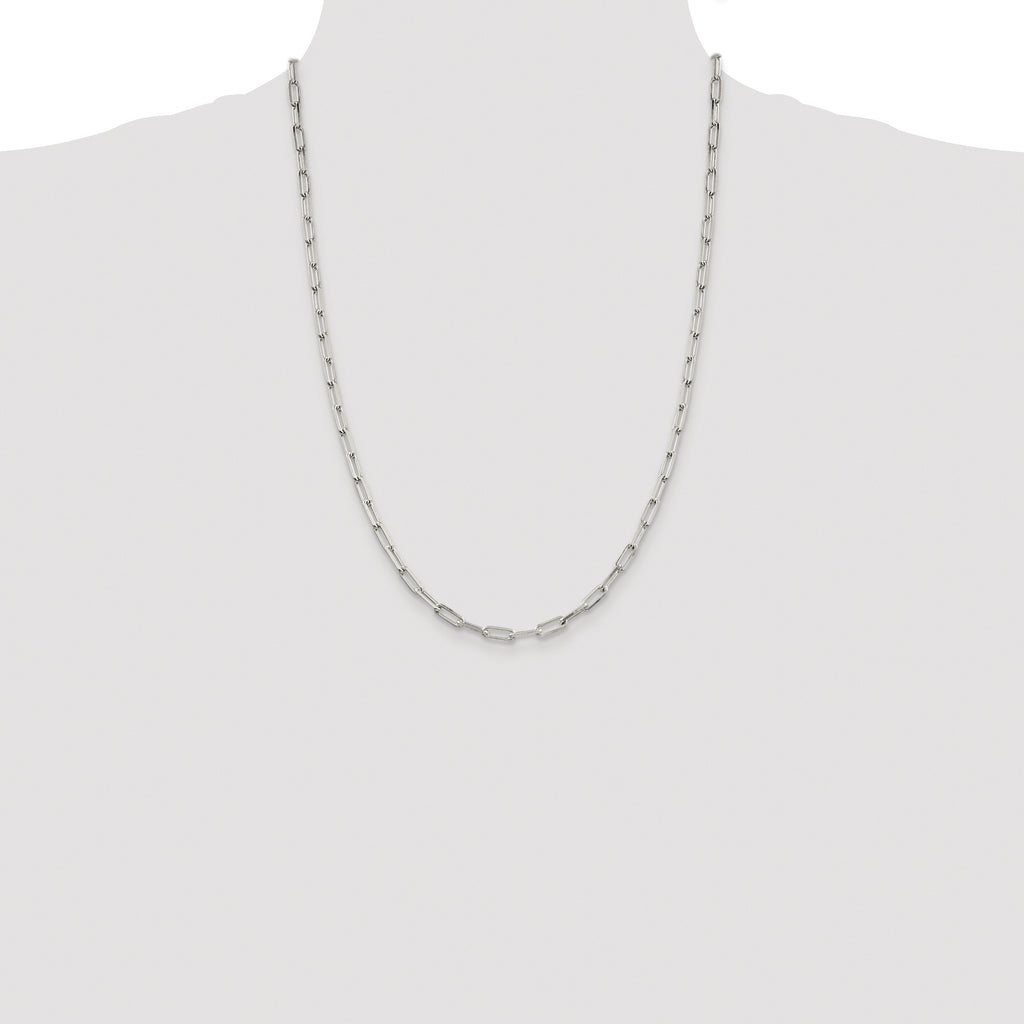 Sterling Silver Rhodium-plated 4.25mm Elongated Open Link Chain