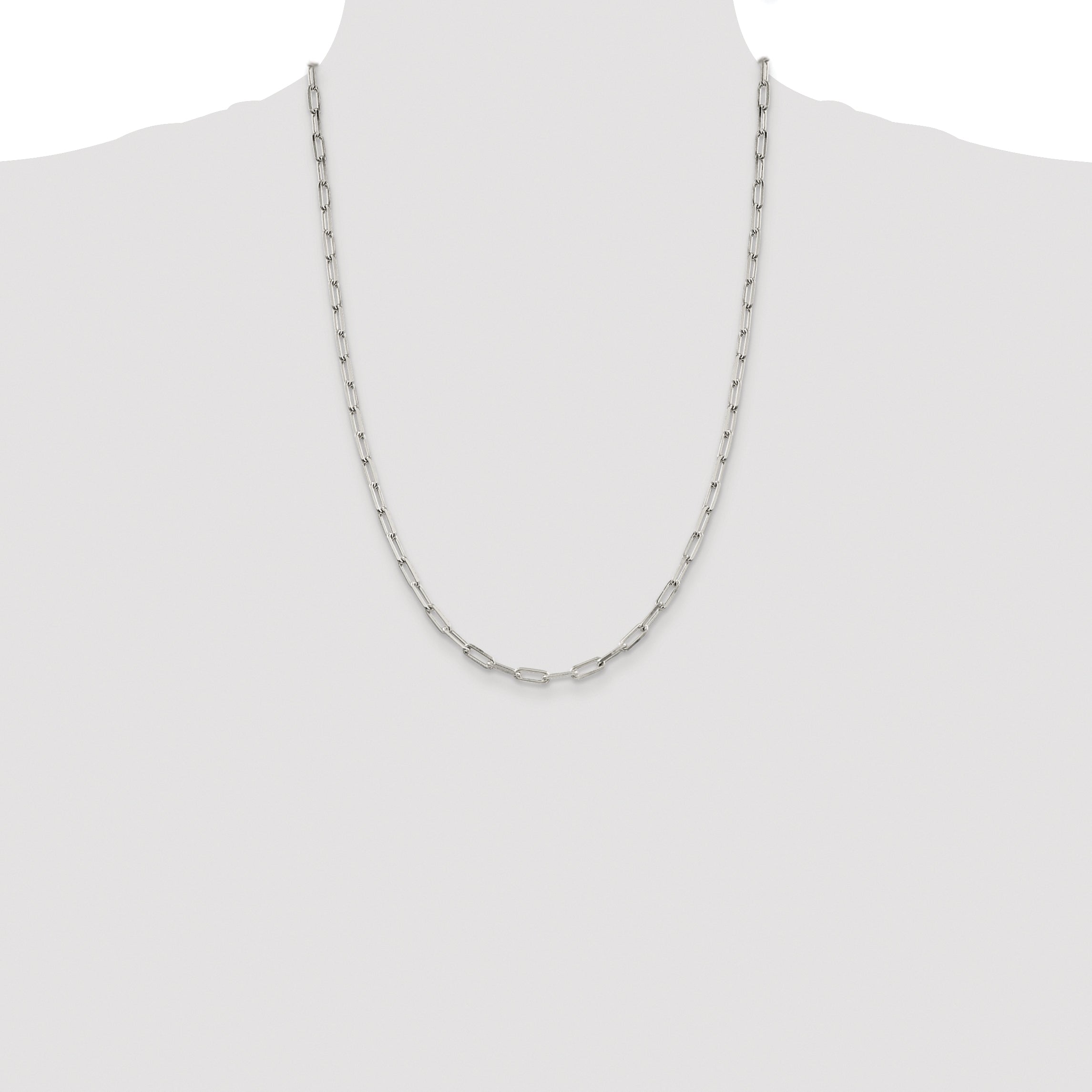 Sterling Silver Rhodium-plated 4.25mm Elongated Open Link Chain