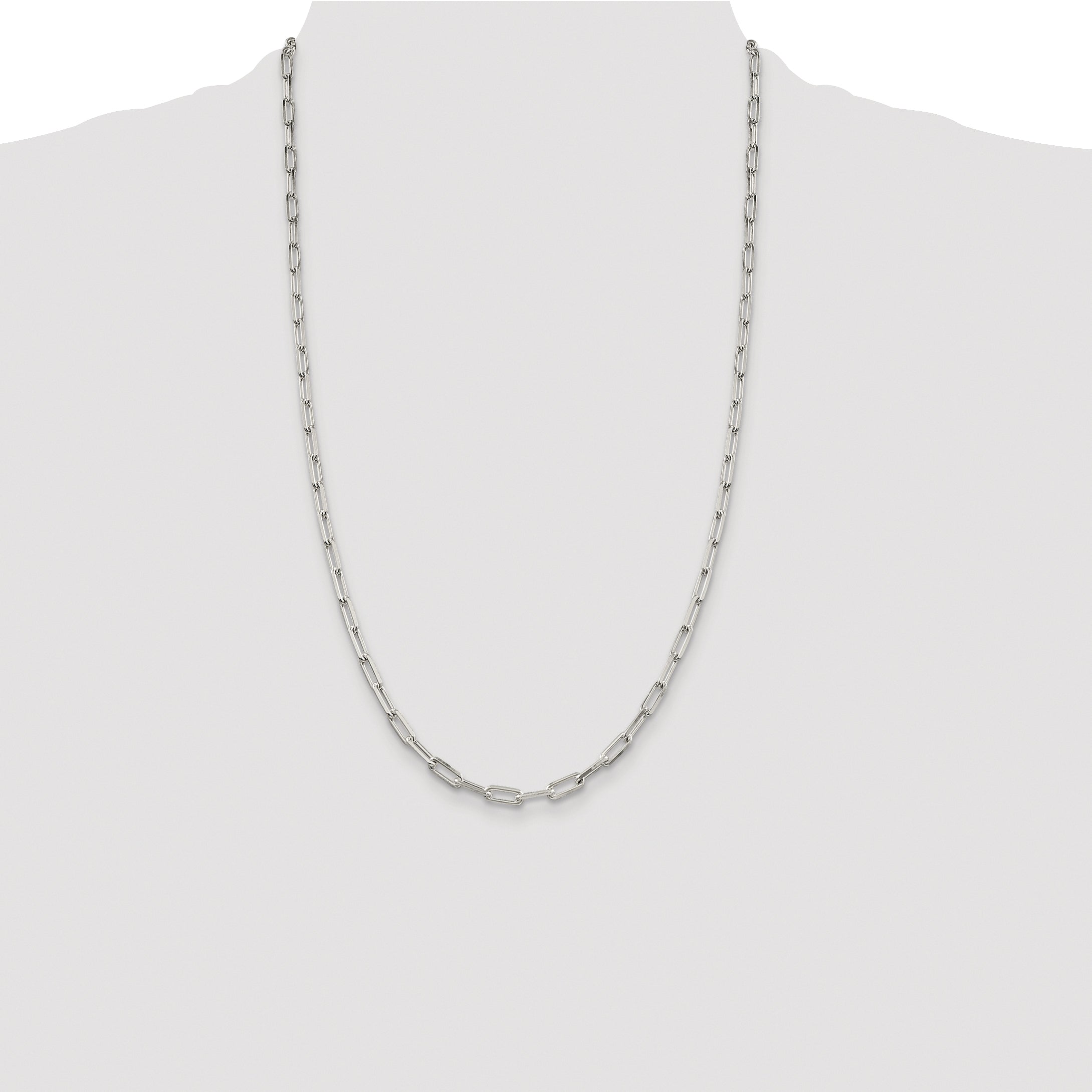 Sterling Silver Rhodium-plated 4.25mm Elongated Open Link Chain