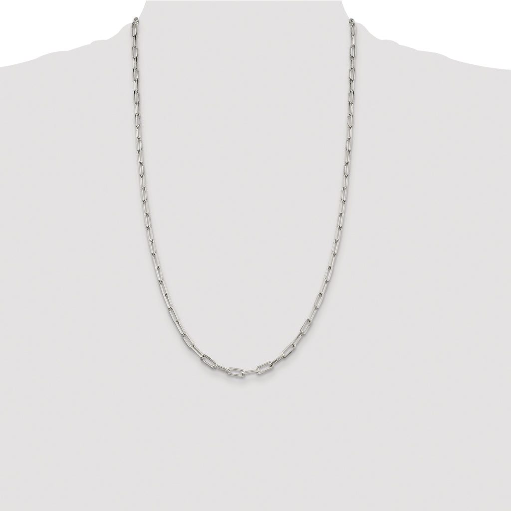 Sterling Silver Rhodium-plated 4.25mm Elongated Open Link Chain