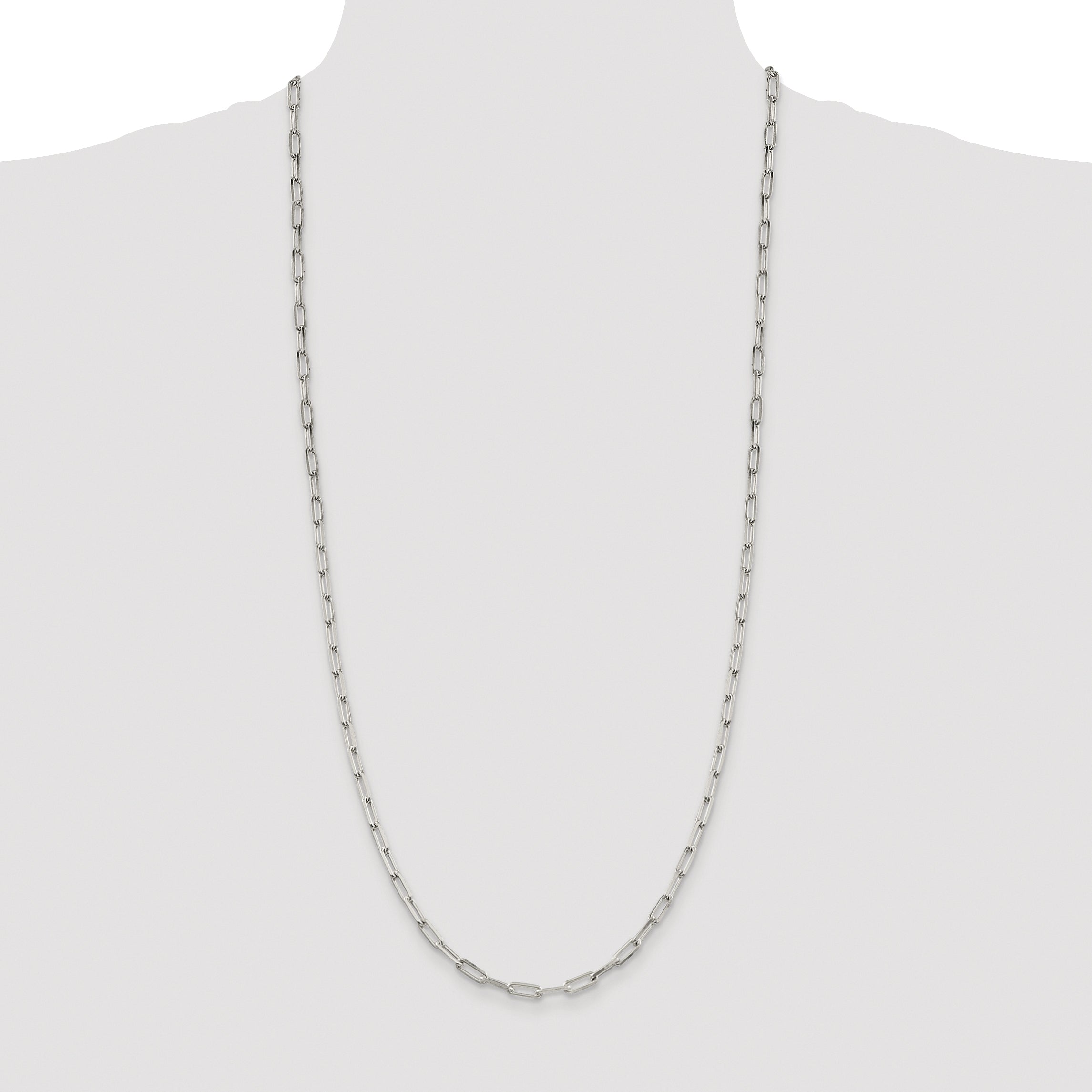 Sterling Silver Rhodium-plated 4.25mm Elongated Open Link Chain