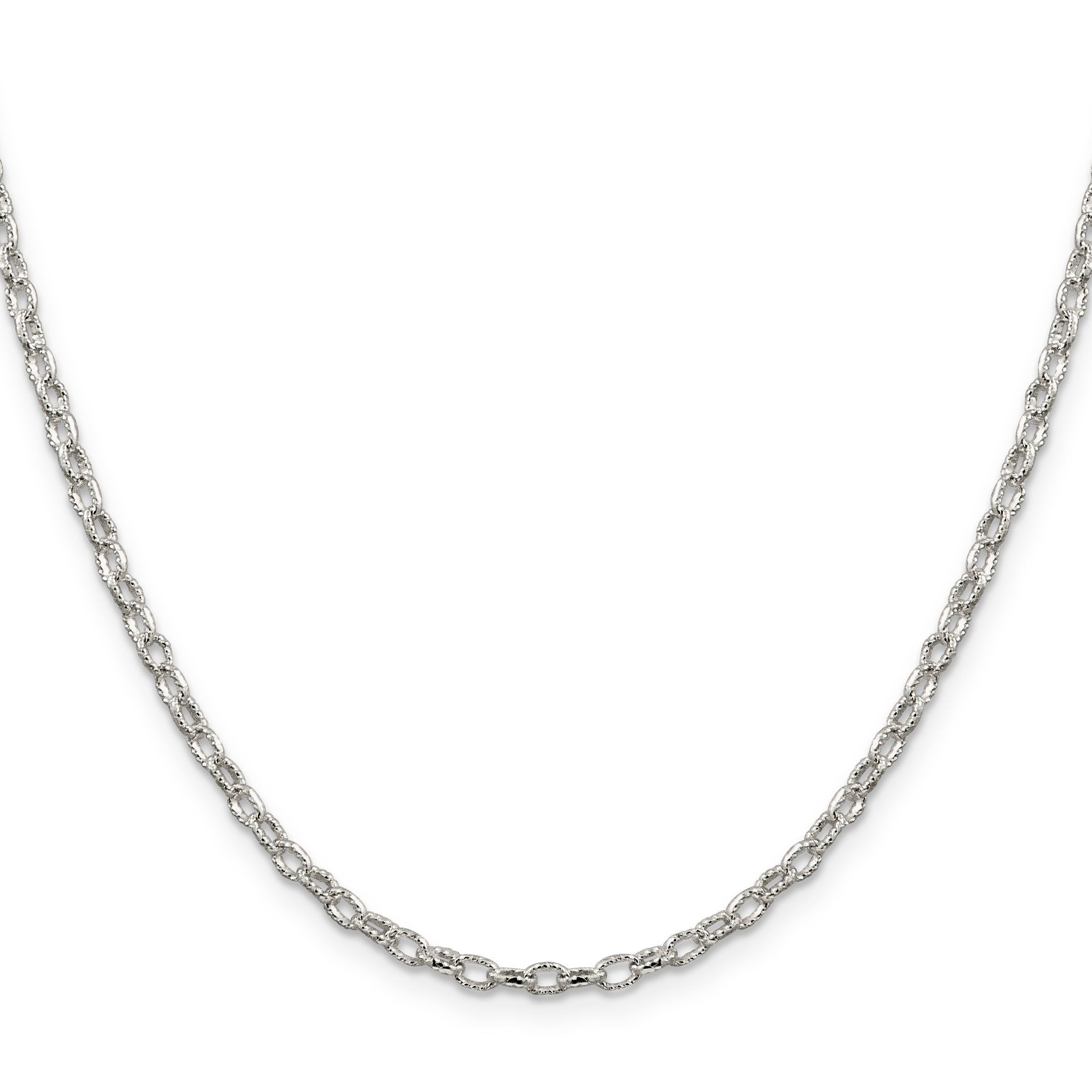 Sterling Silver 3mm Fancy Patterned Rolo Chain Main image