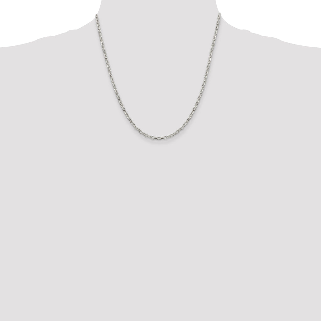 Sterling Silver 3mm Fancy Patterned Rolo Chain