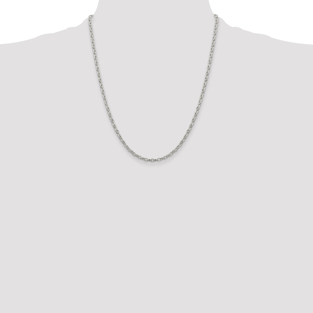 Sterling Silver 3mm Fancy Patterned Rolo Chain