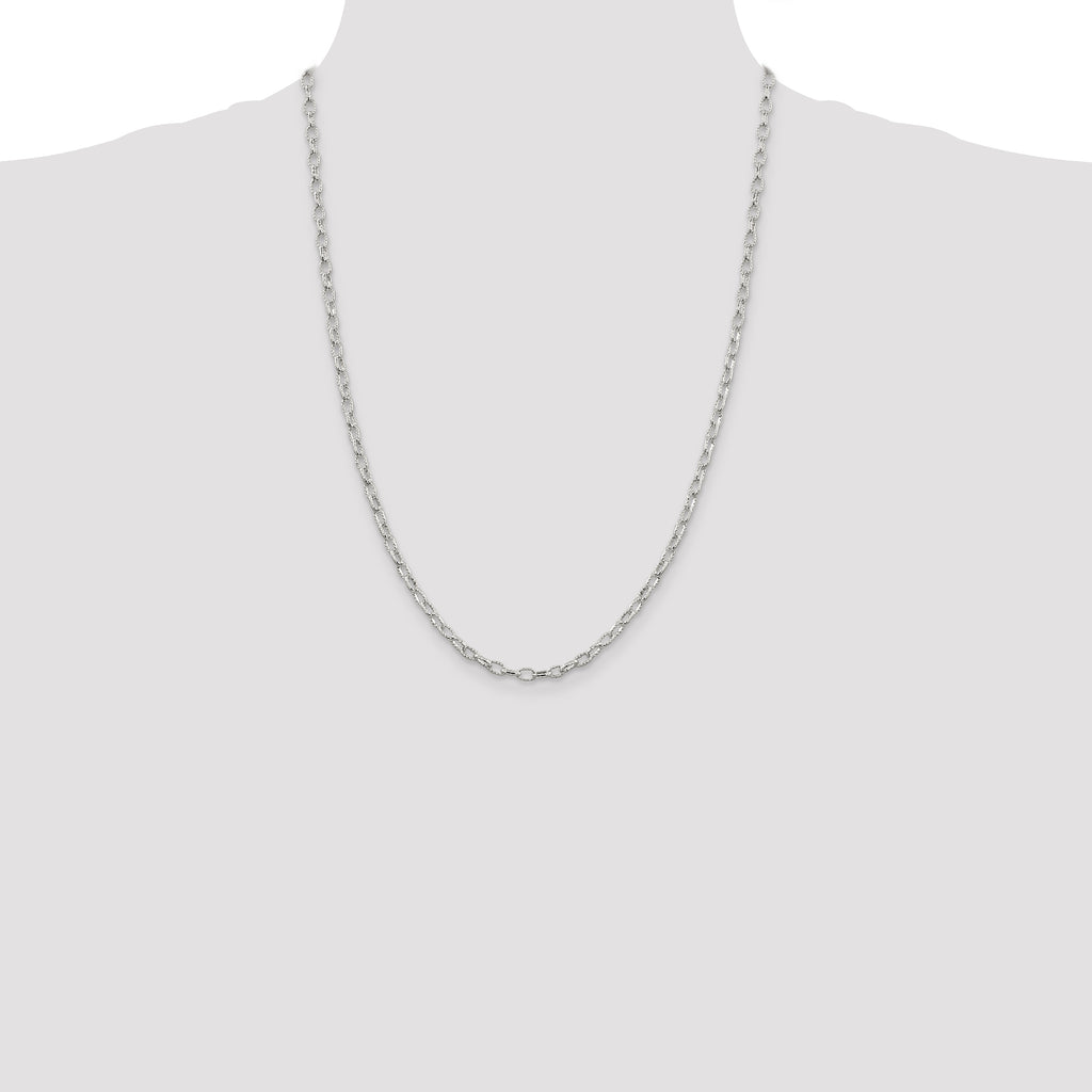 Sterling Silver 3.75mm Fancy Patterned Rolo Chain