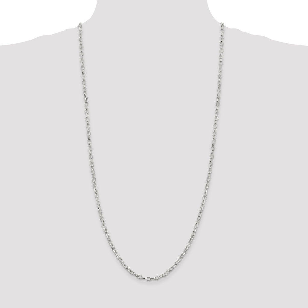 Sterling Silver 3.75mm Fancy Patterned Rolo Chain