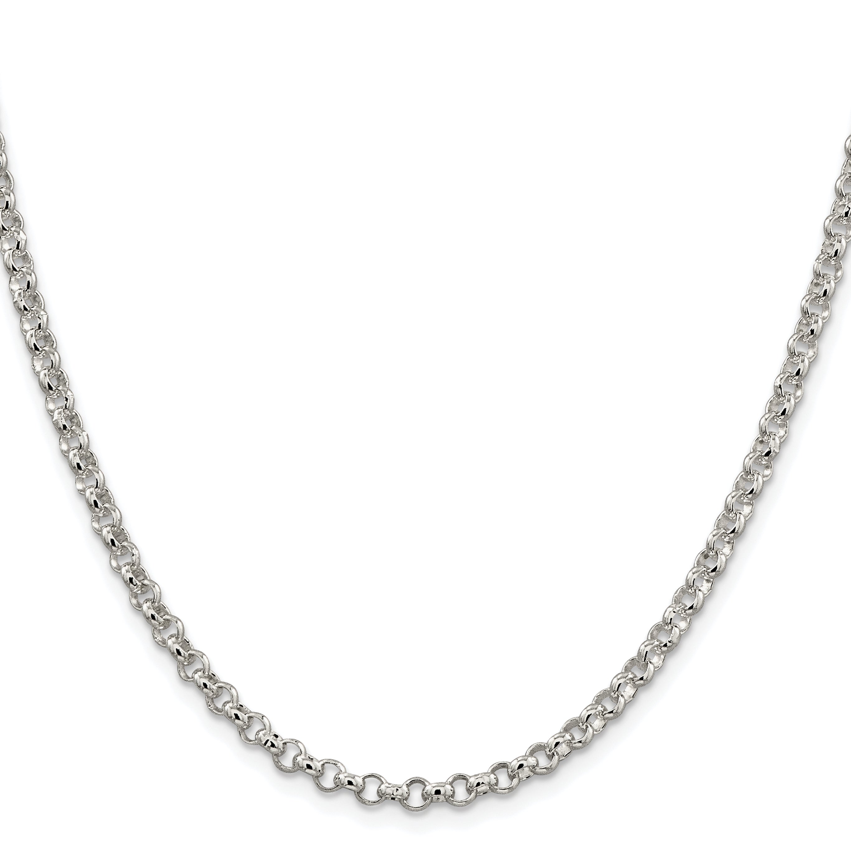 Sterling Silver Rhodium-plated 4mm Rolo Chain