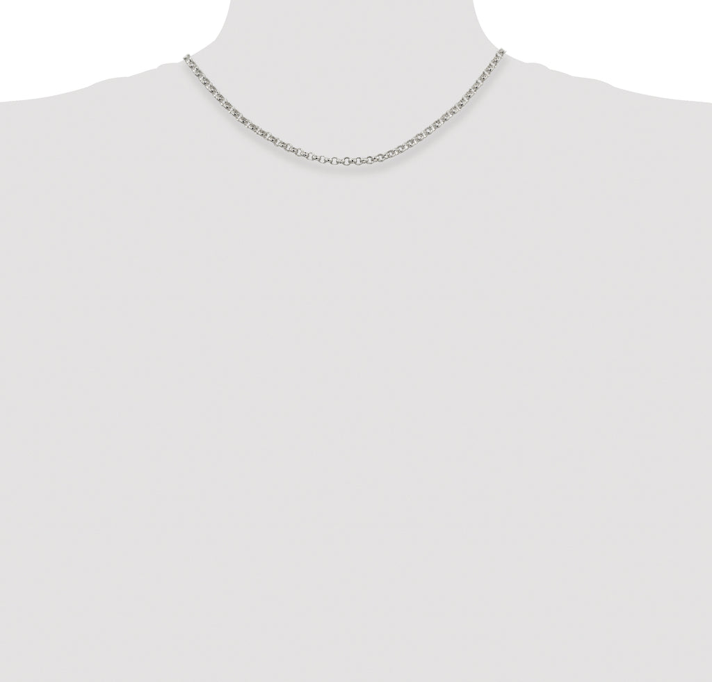 Sterling Silver Rhodium-plated 4mm Rolo Chain