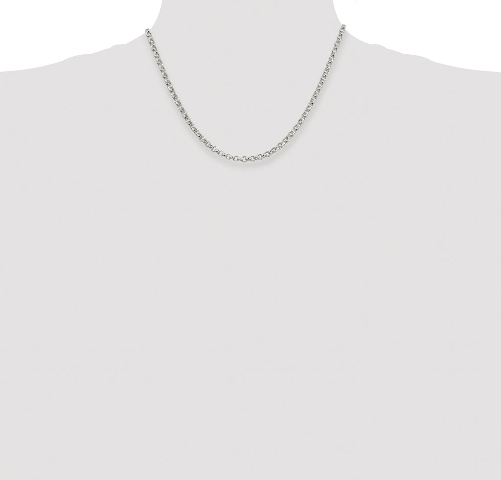 Sterling Silver Rhodium-plated 4mm Rolo Chain