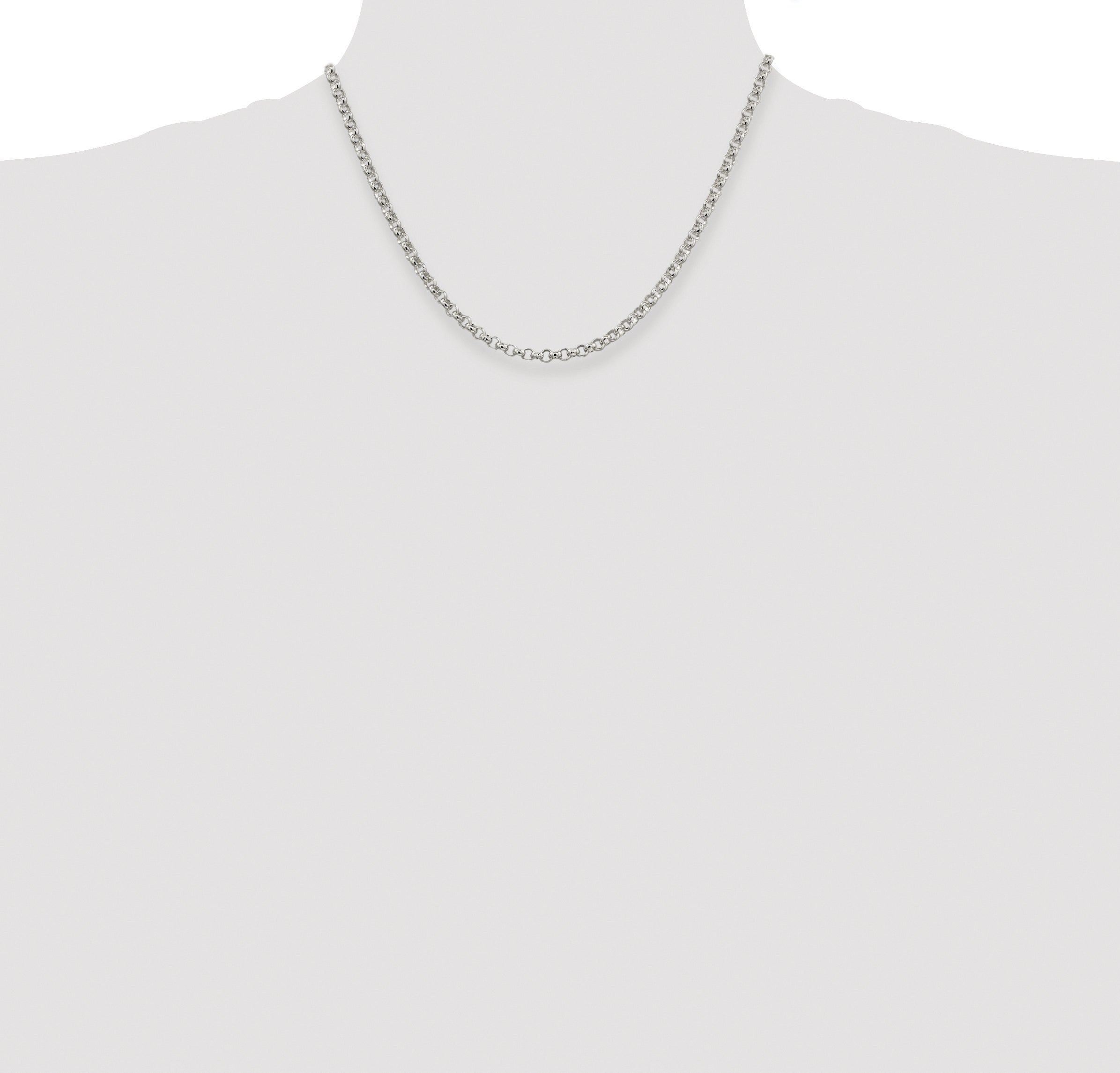 Sterling Silver Rhodium-plated 4mm Rolo Chain