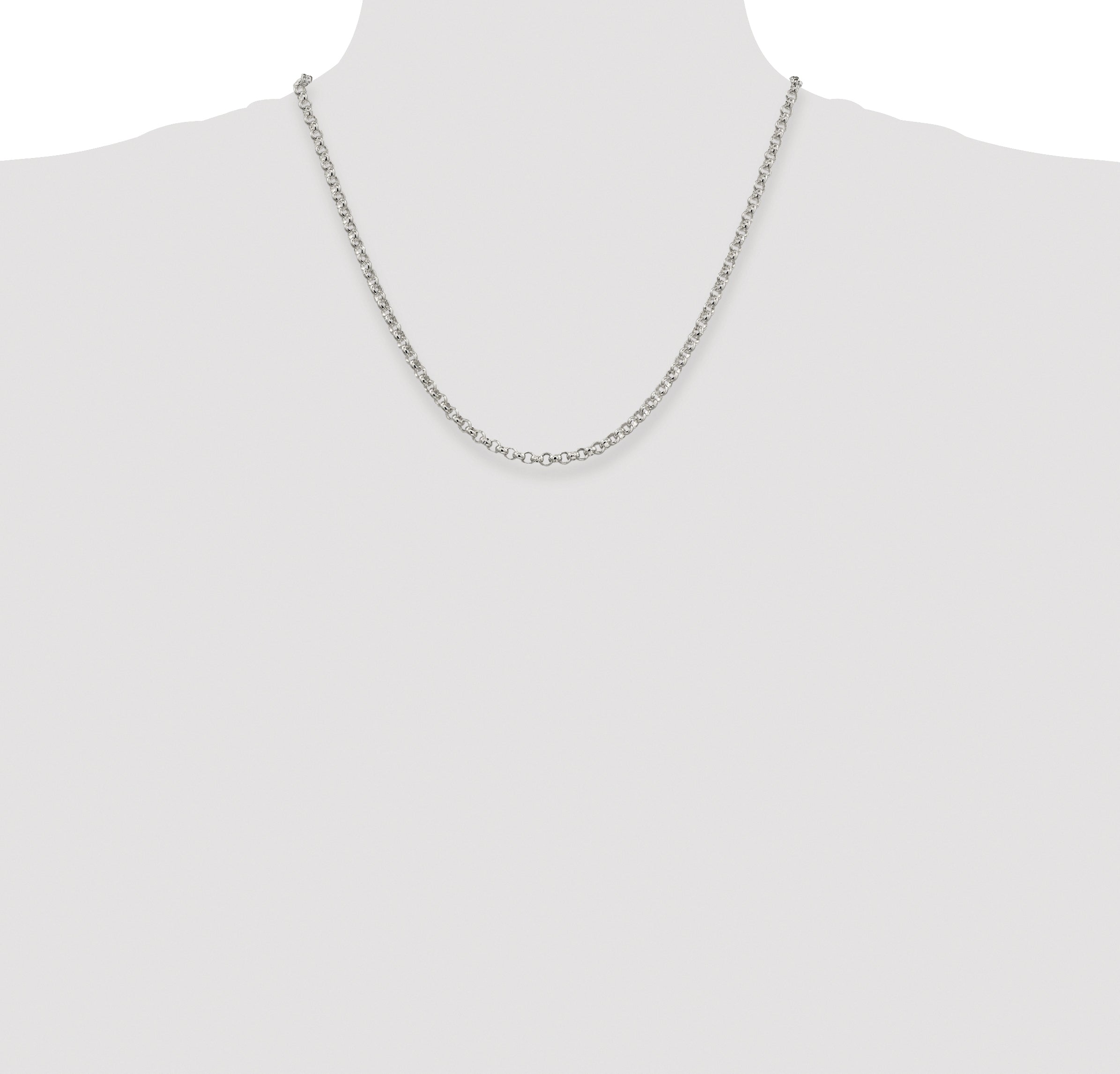 Sterling Silver Rhodium-plated 4mm Rolo Chain