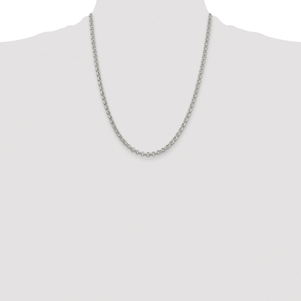 Sterling Silver Rhodium-plated 4mm Rolo Chain