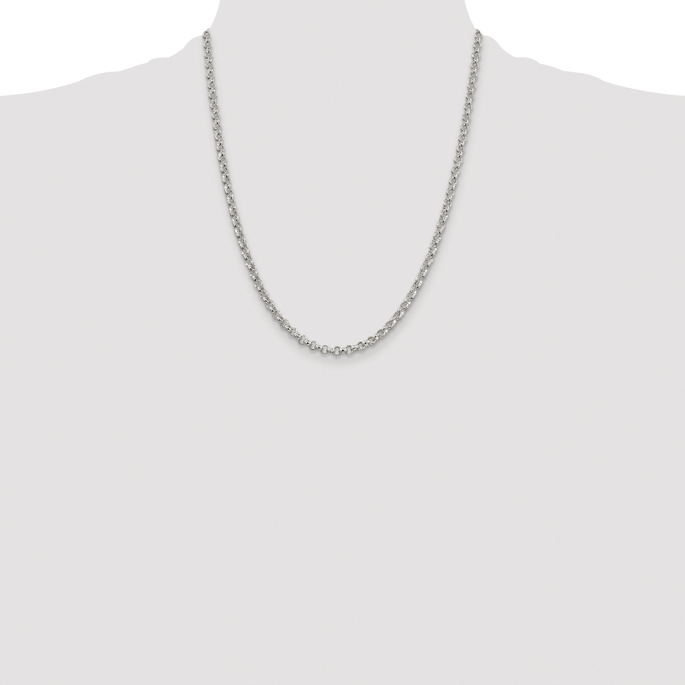 Sterling Silver Rhodium-plated 4mm Rolo Chain