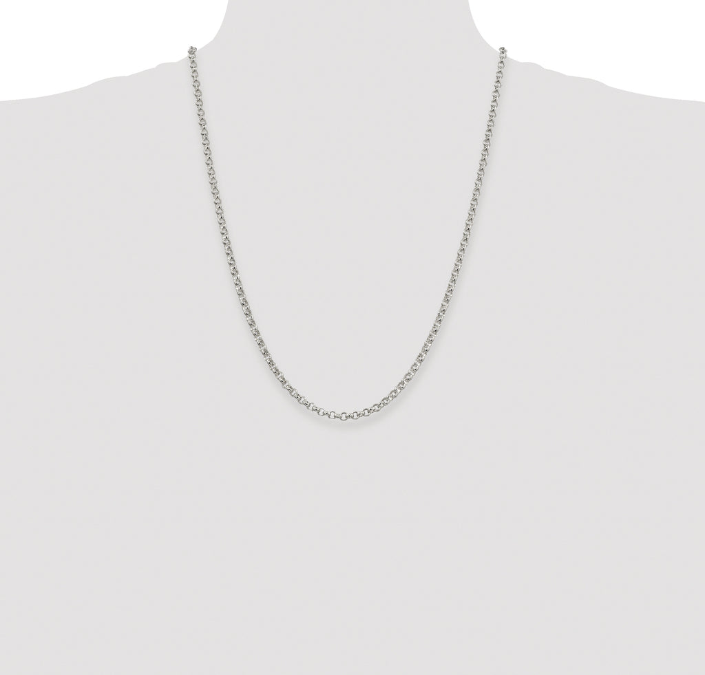 Sterling Silver Rhodium-plated 4mm Rolo Chain