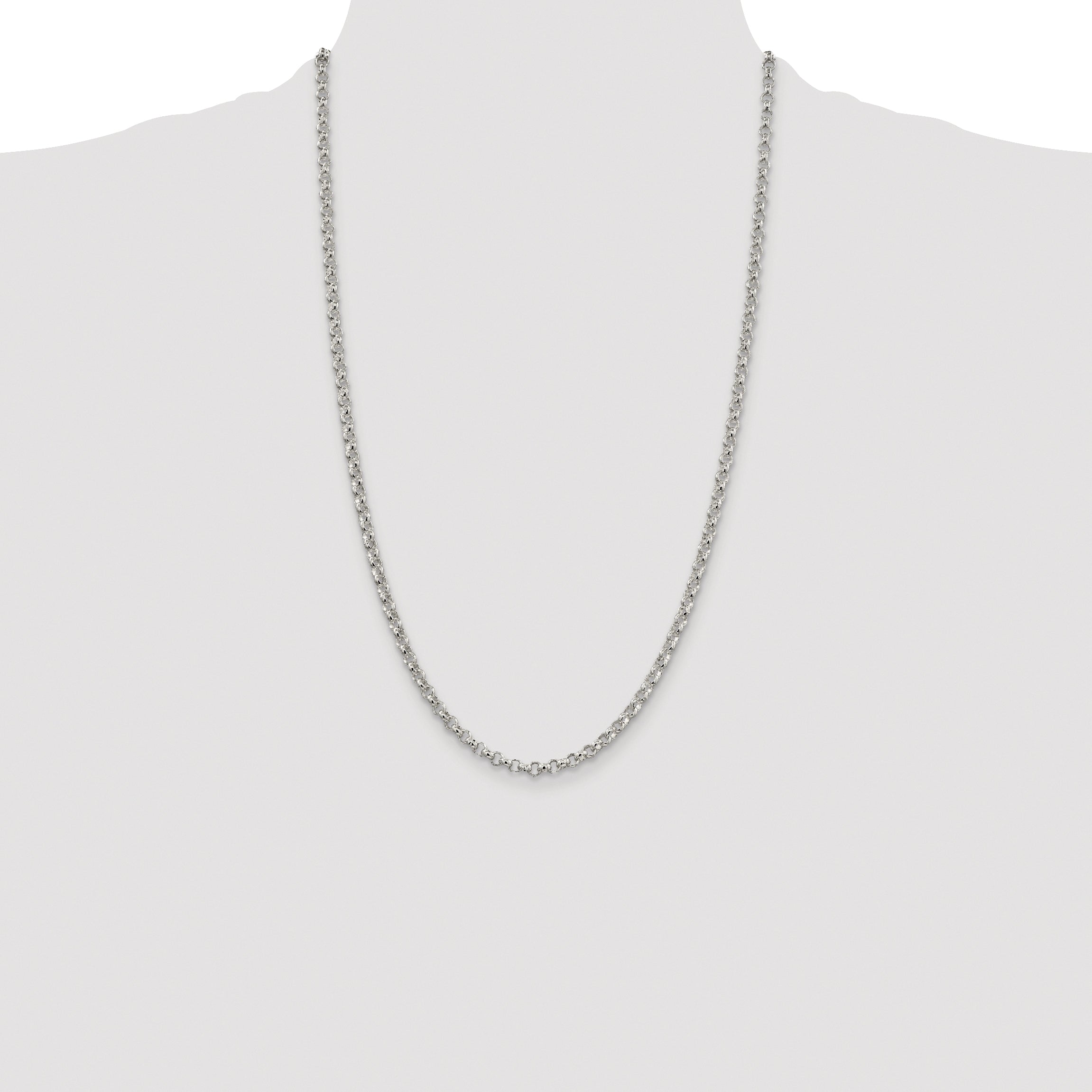 Sterling Silver Rhodium-plated 4mm Rolo Chain