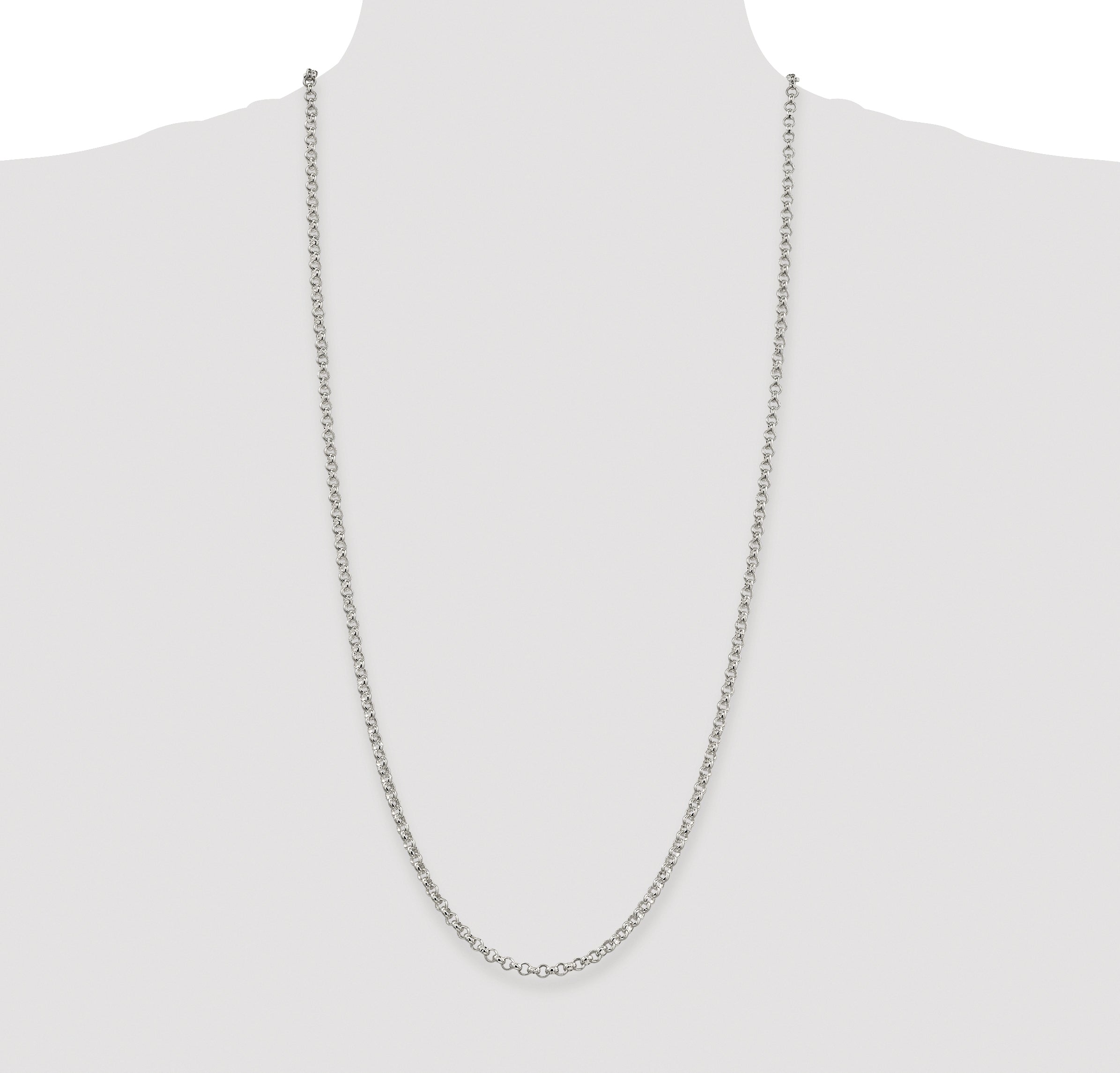 Sterling Silver Rhodium-plated 4mm Rolo Chain