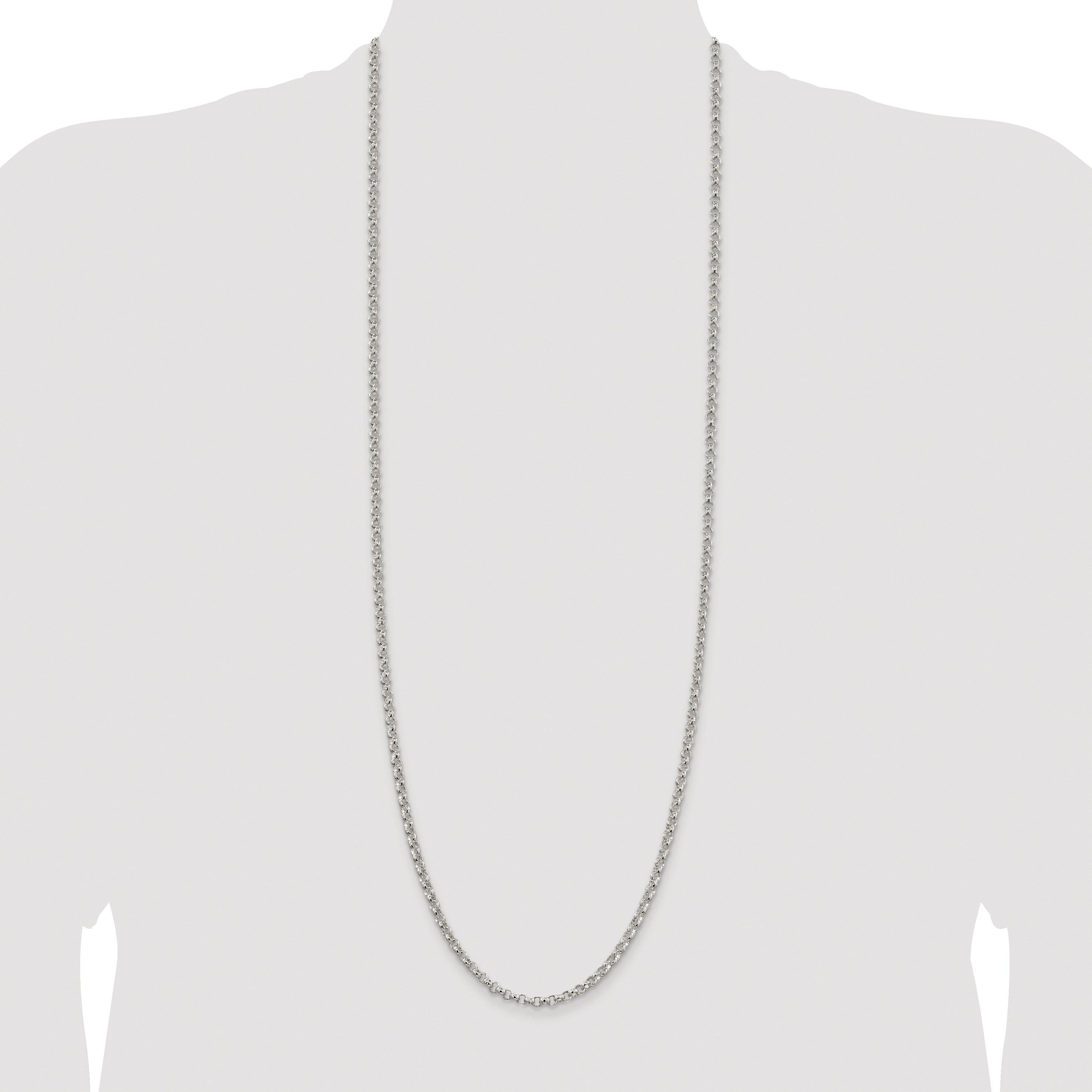 Sterling Silver Rhodium-plated 4mm Rolo Chain