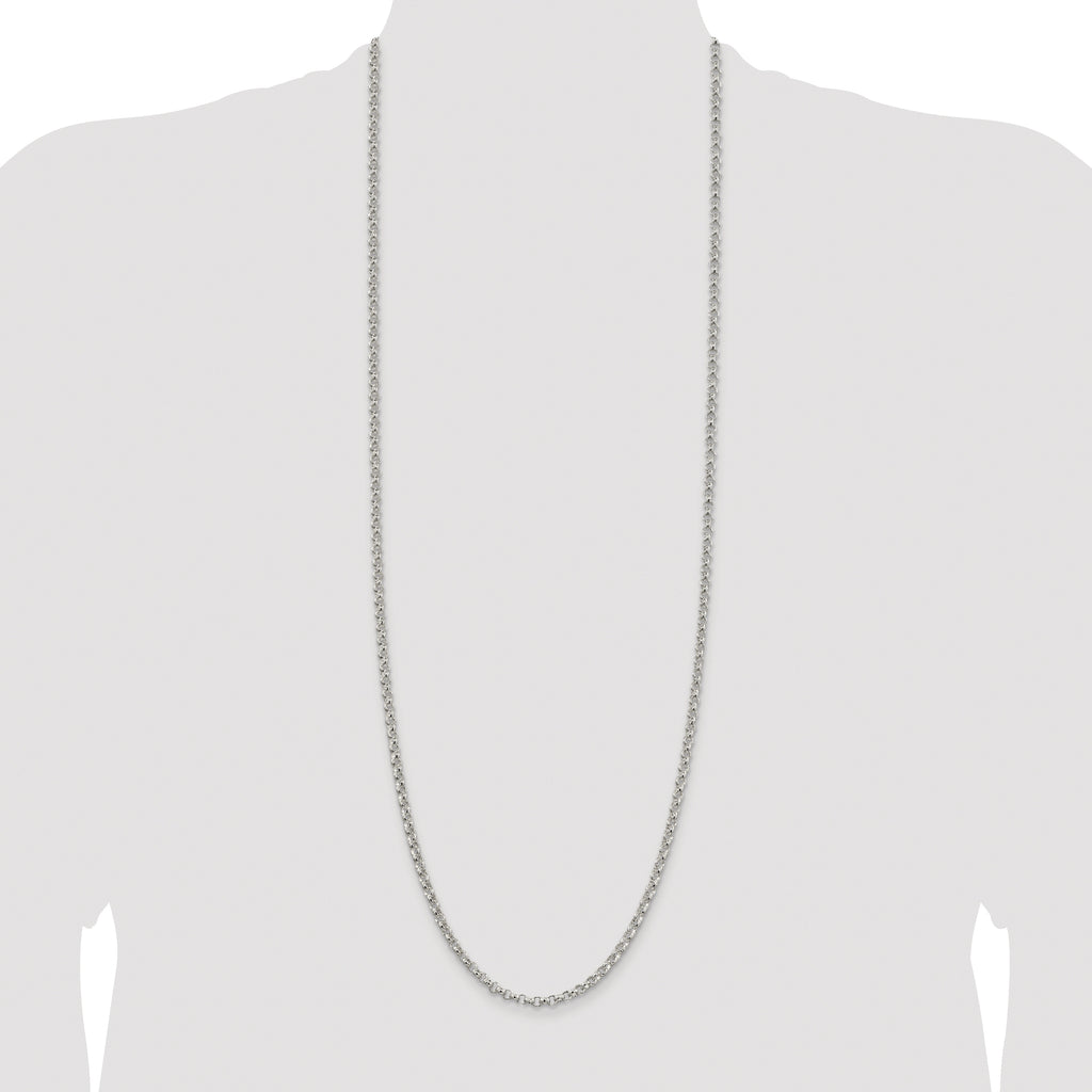Sterling Silver Rhodium-plated 4mm Rolo Chain