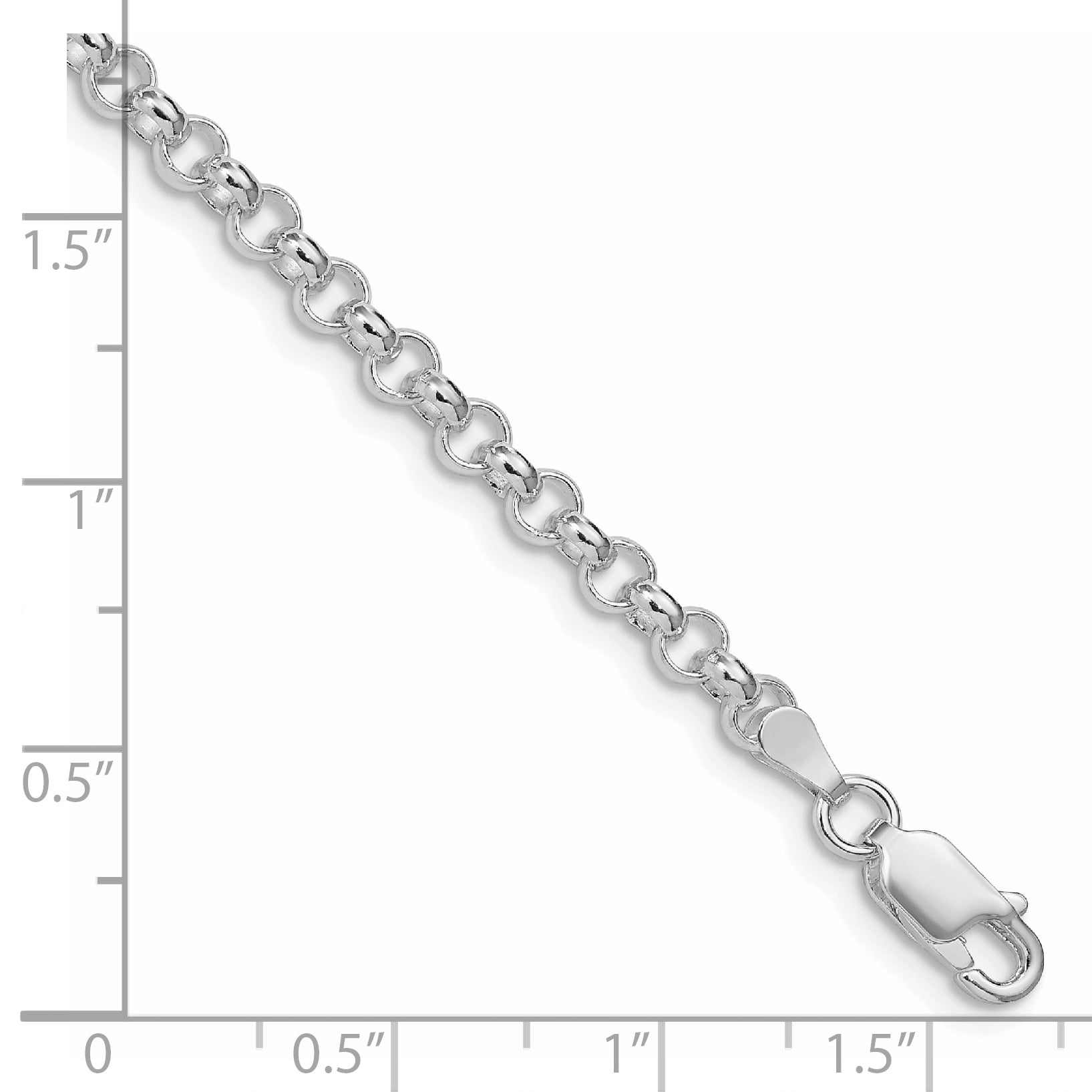 Sterling Silver Rhodium-plated 4mm Rolo Chain