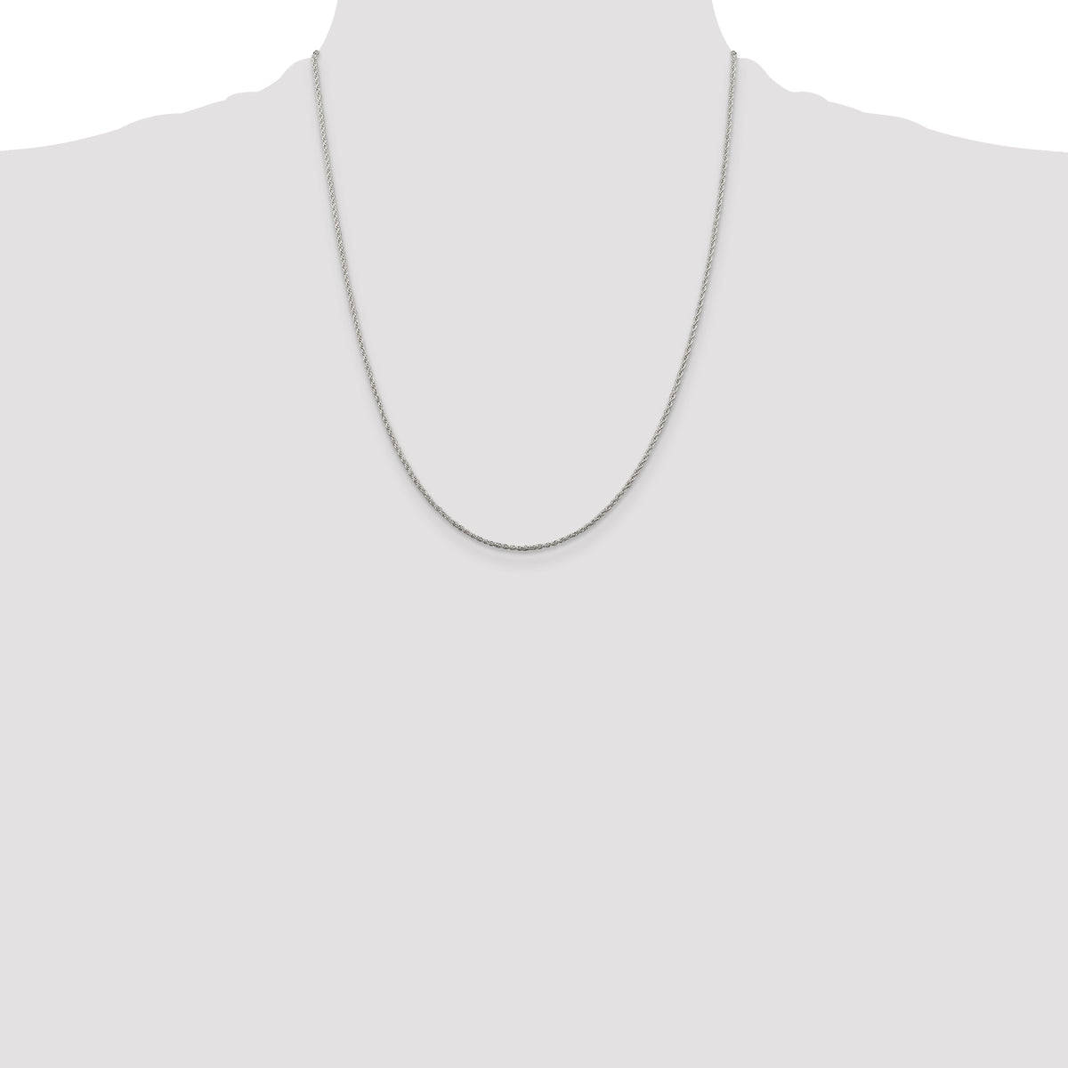 Sterling Silver 1.3mm Loose Rope Chain w/4in ext.