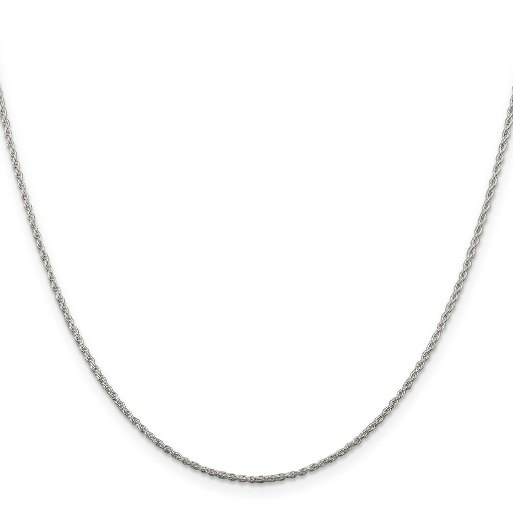 Sterling Silver Rhodium-plated 1.3mm Loose Rope Chain With 4in ext.