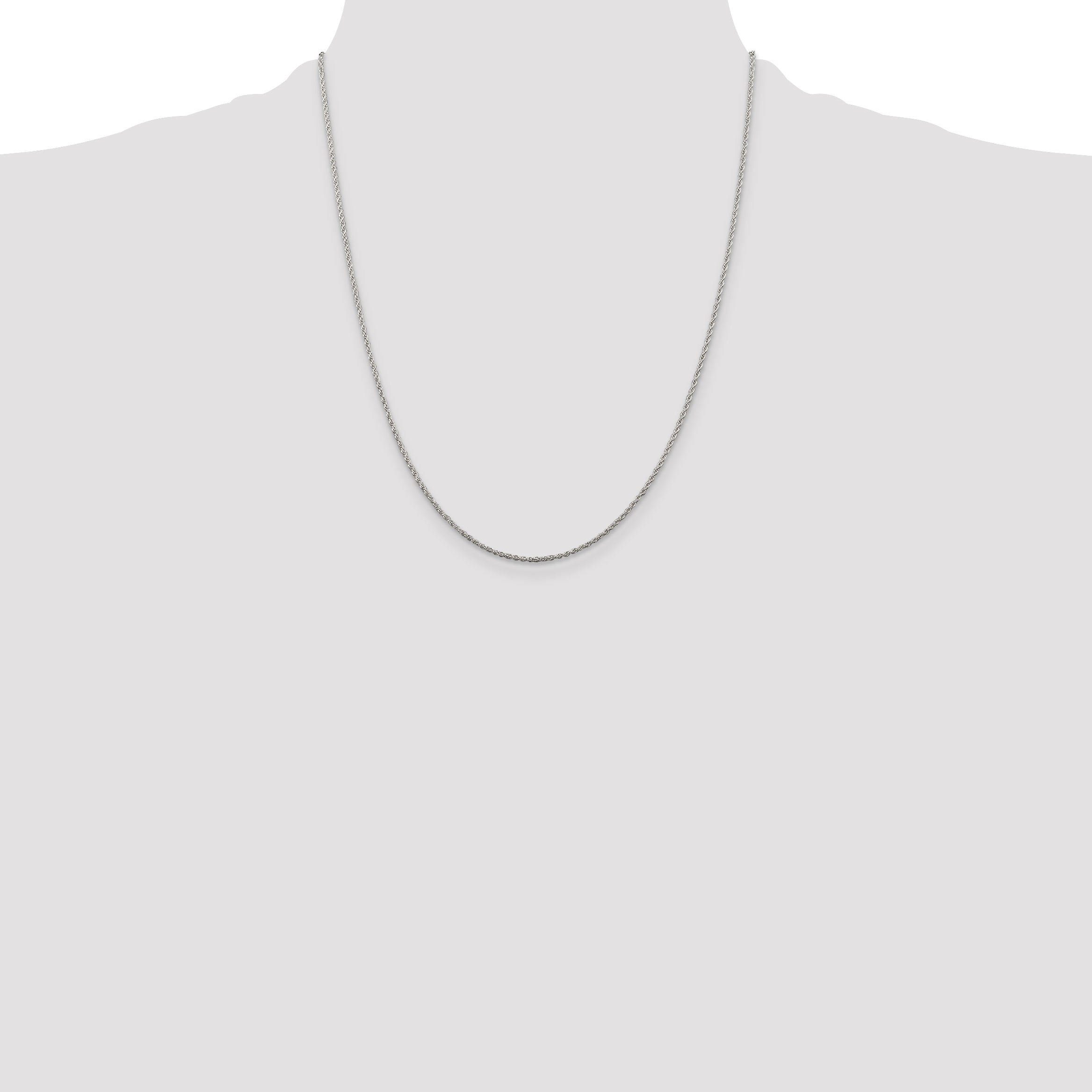Sterling Silver Rhodium-plated 1.3mm Loose Rope Chain With 4in ext.